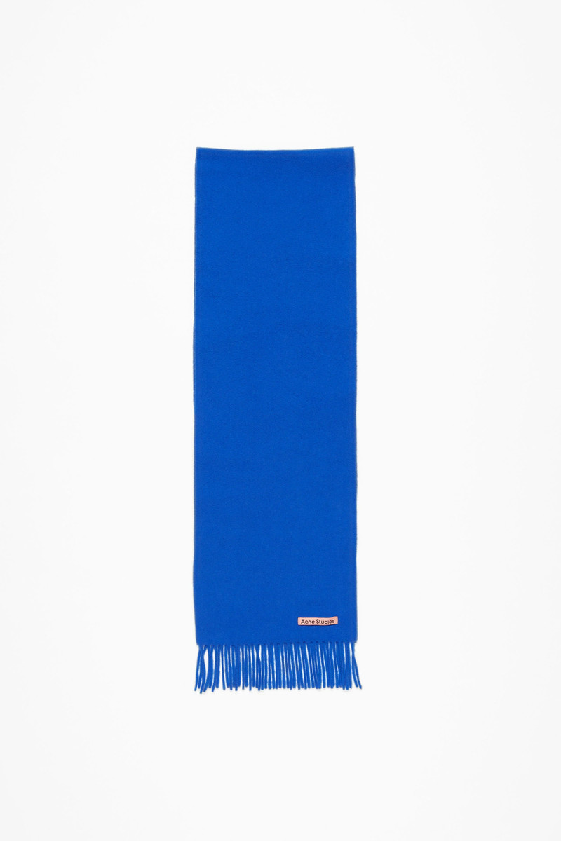 Fringe wool scarf - skinny - Royal blue 1
