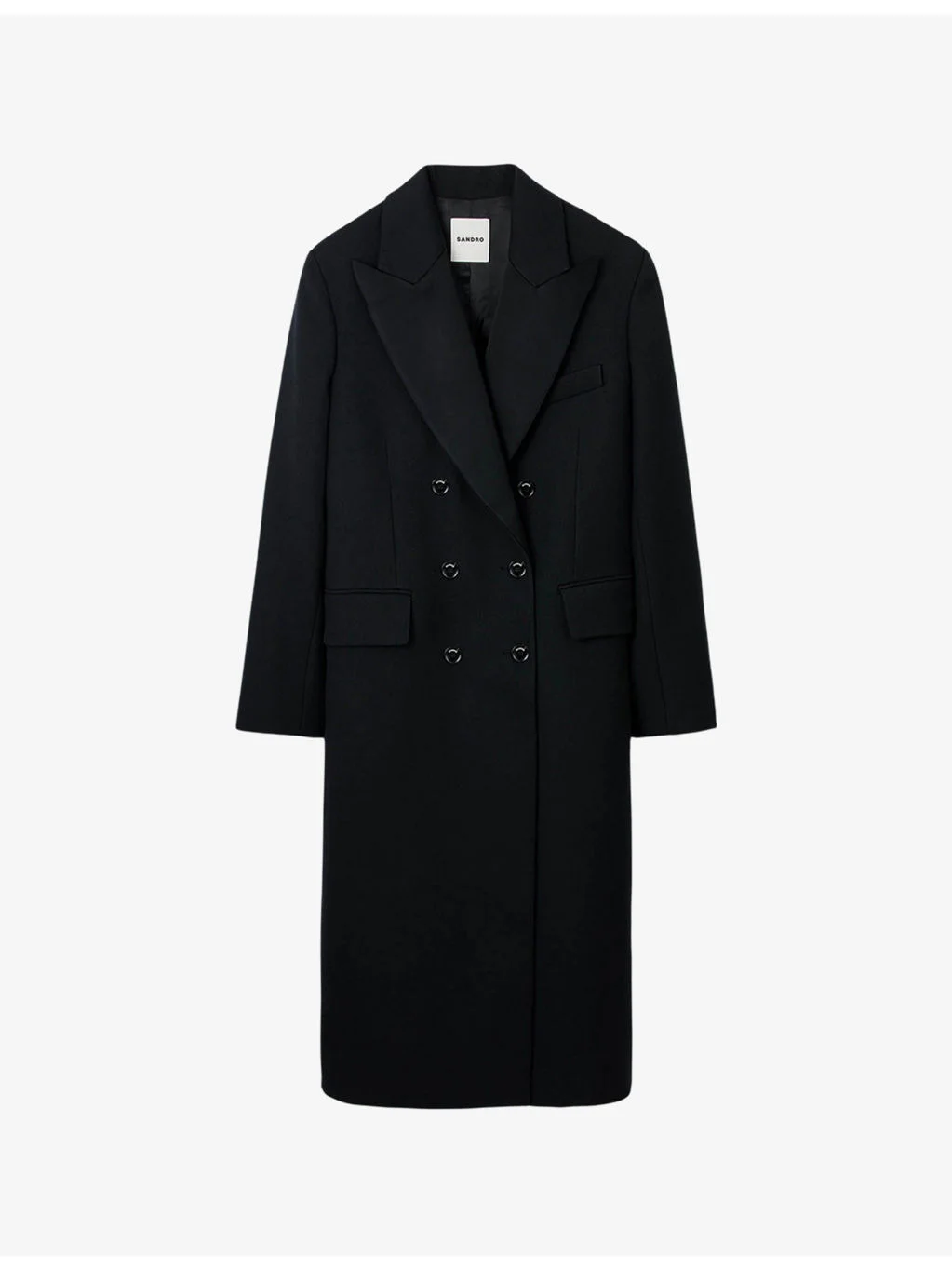 Double-Breasted Satin-Lapel Wool-Blend Coat - 1