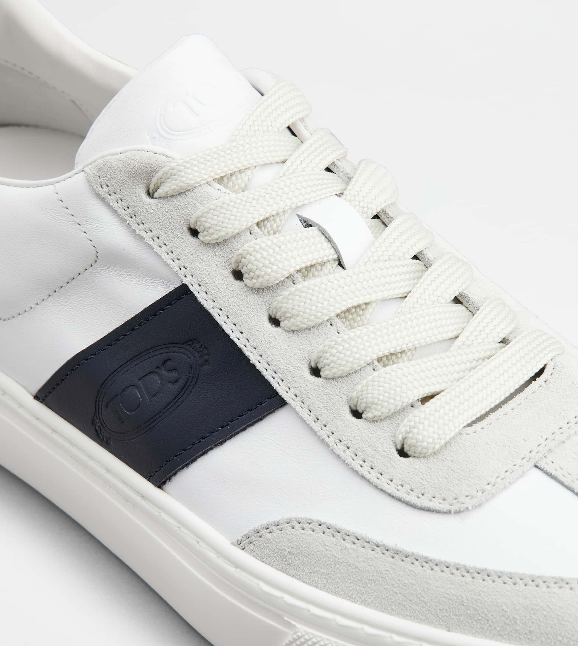 SNEAKERS IN SMOOTH LEATHER AND SUEDE - WHITE, BLUE, BEIGE - 6