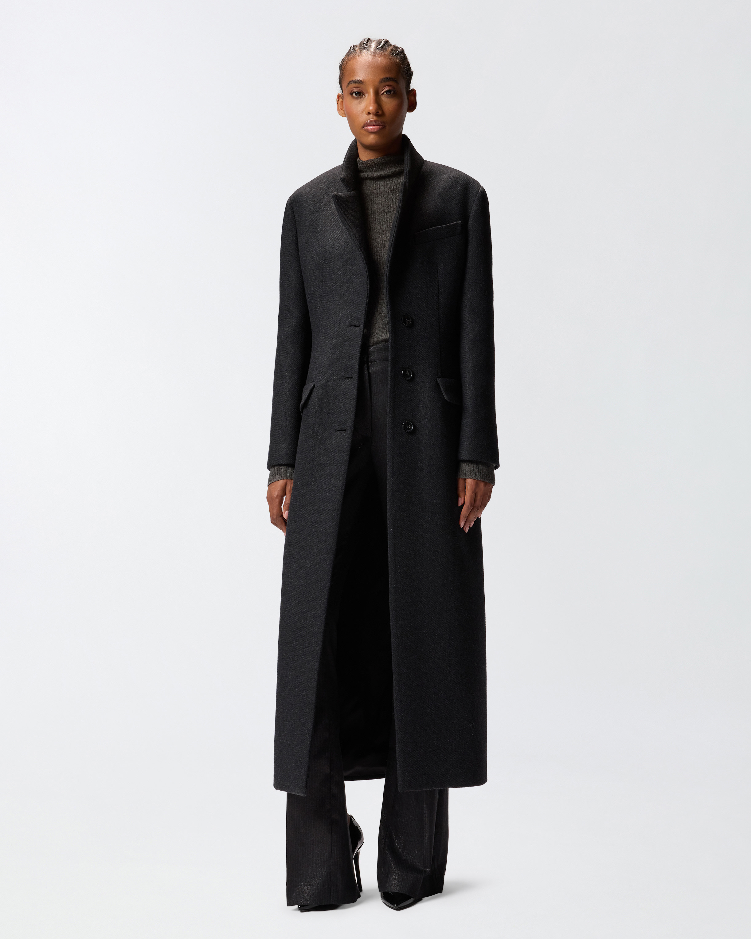LONG FABRIC COAT - 3