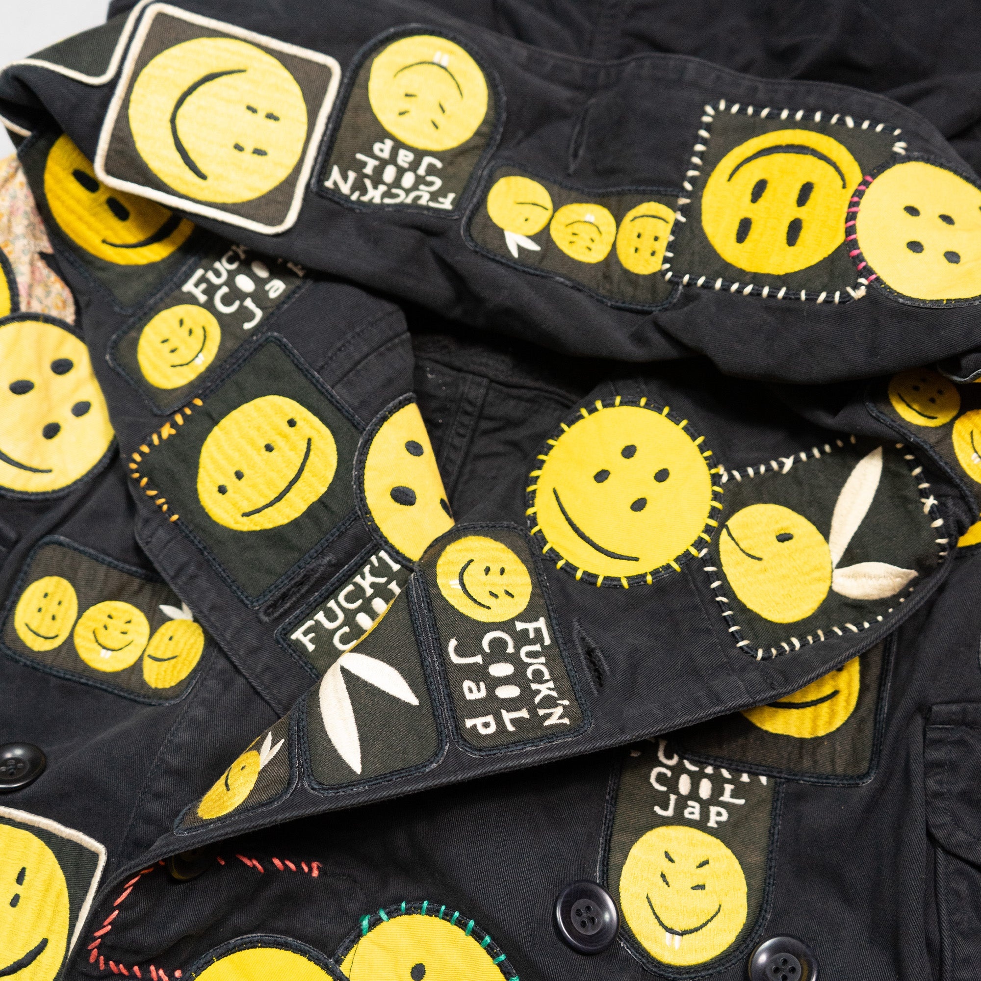 Kapital KATSURAGI COTTON RING COAT (SMILIE PATCHES) | REVERSIBLE