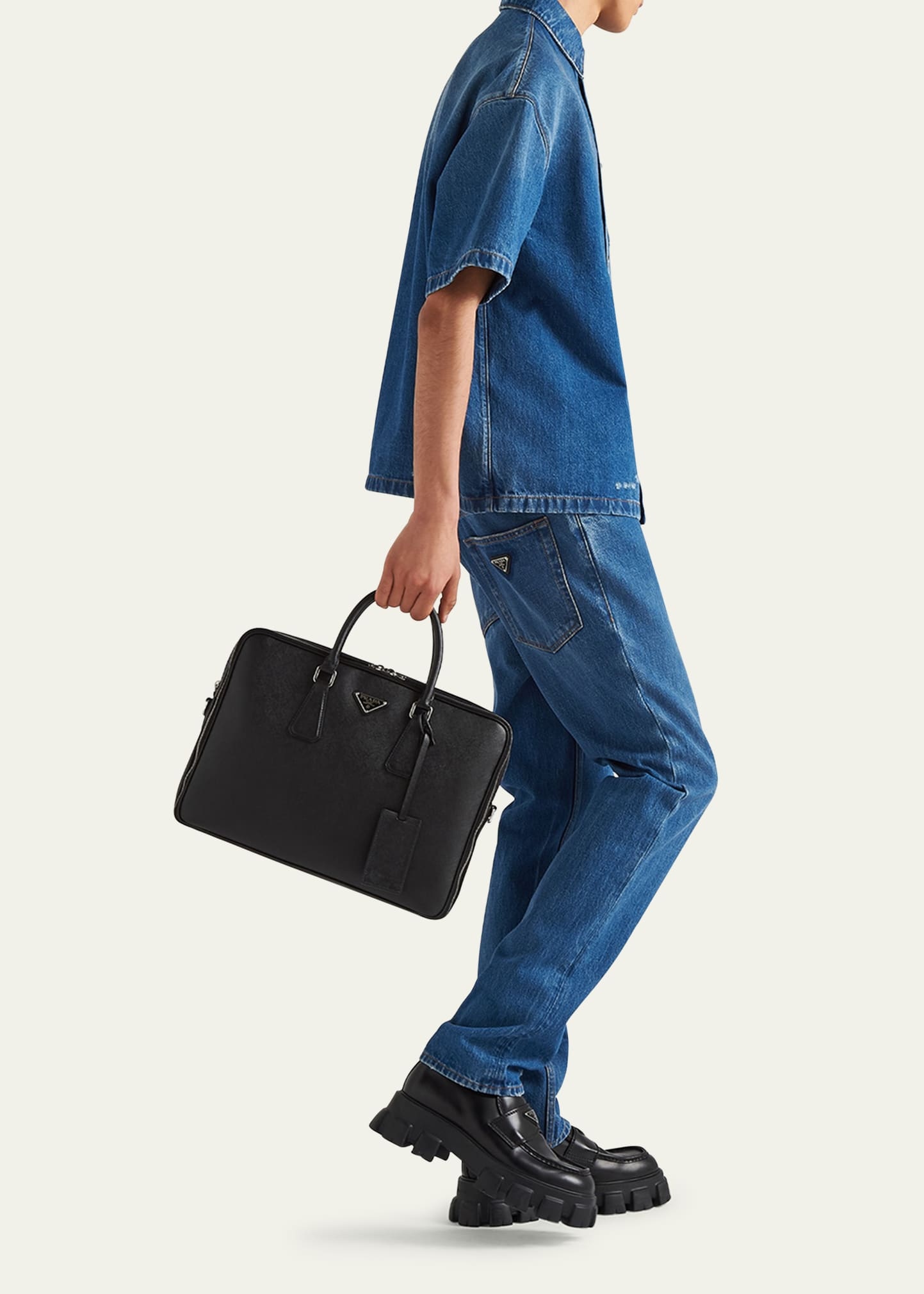 Men's Saffiano Leather Briefcase - 5