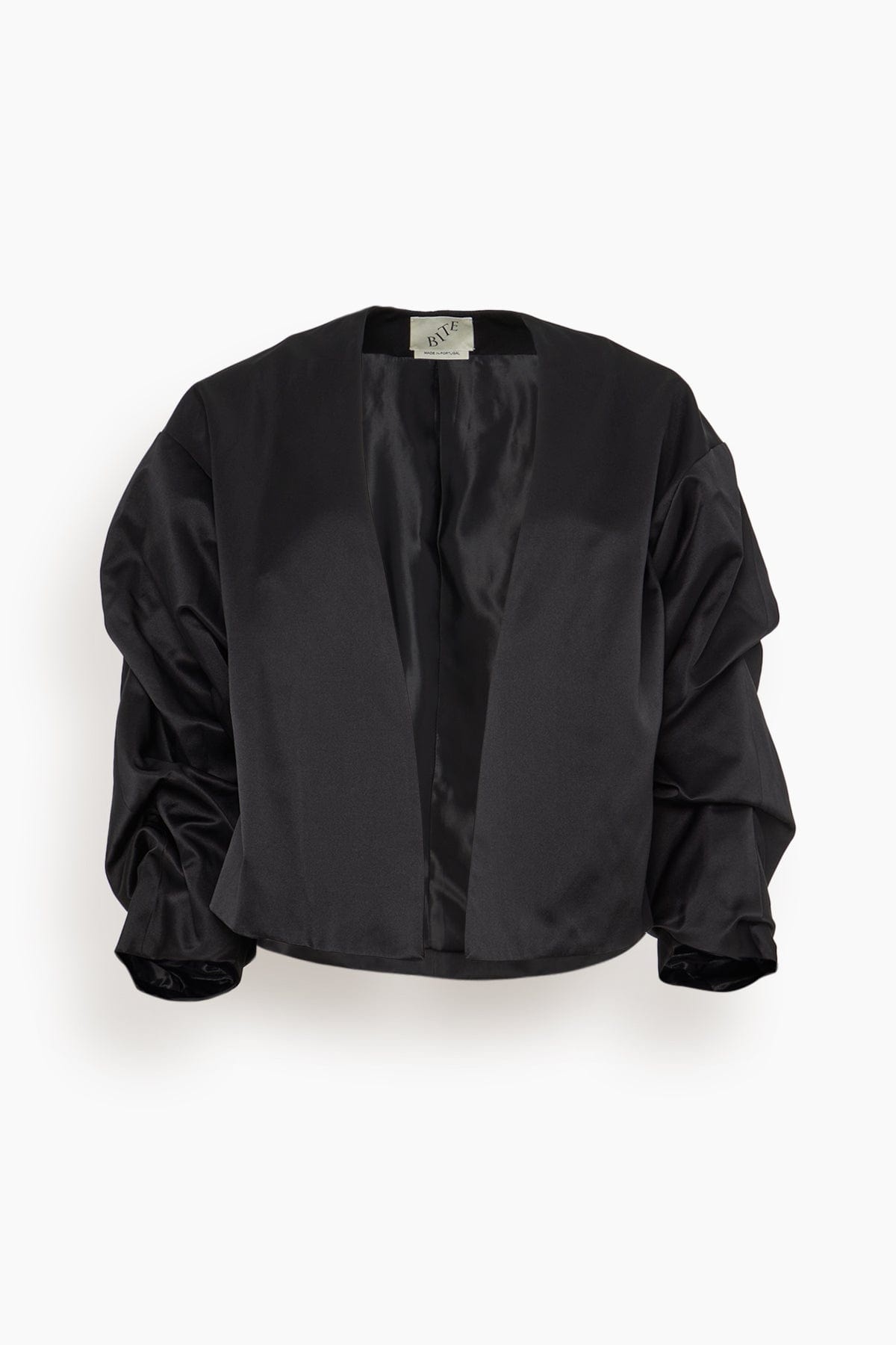 Crinkled Sleeve Jacket in Black - 1
