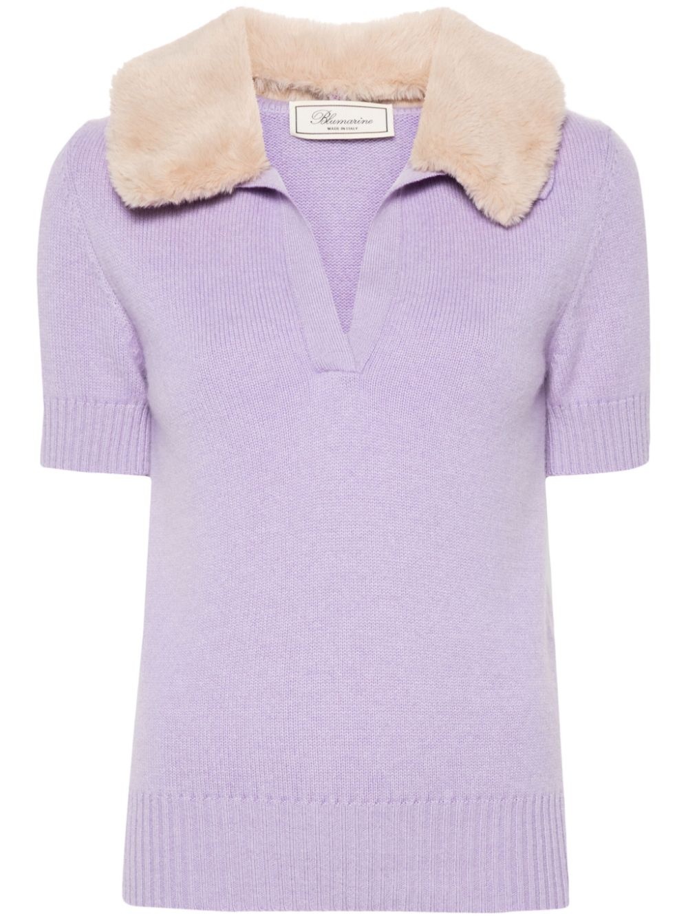 faux fur-collar knit top - 1