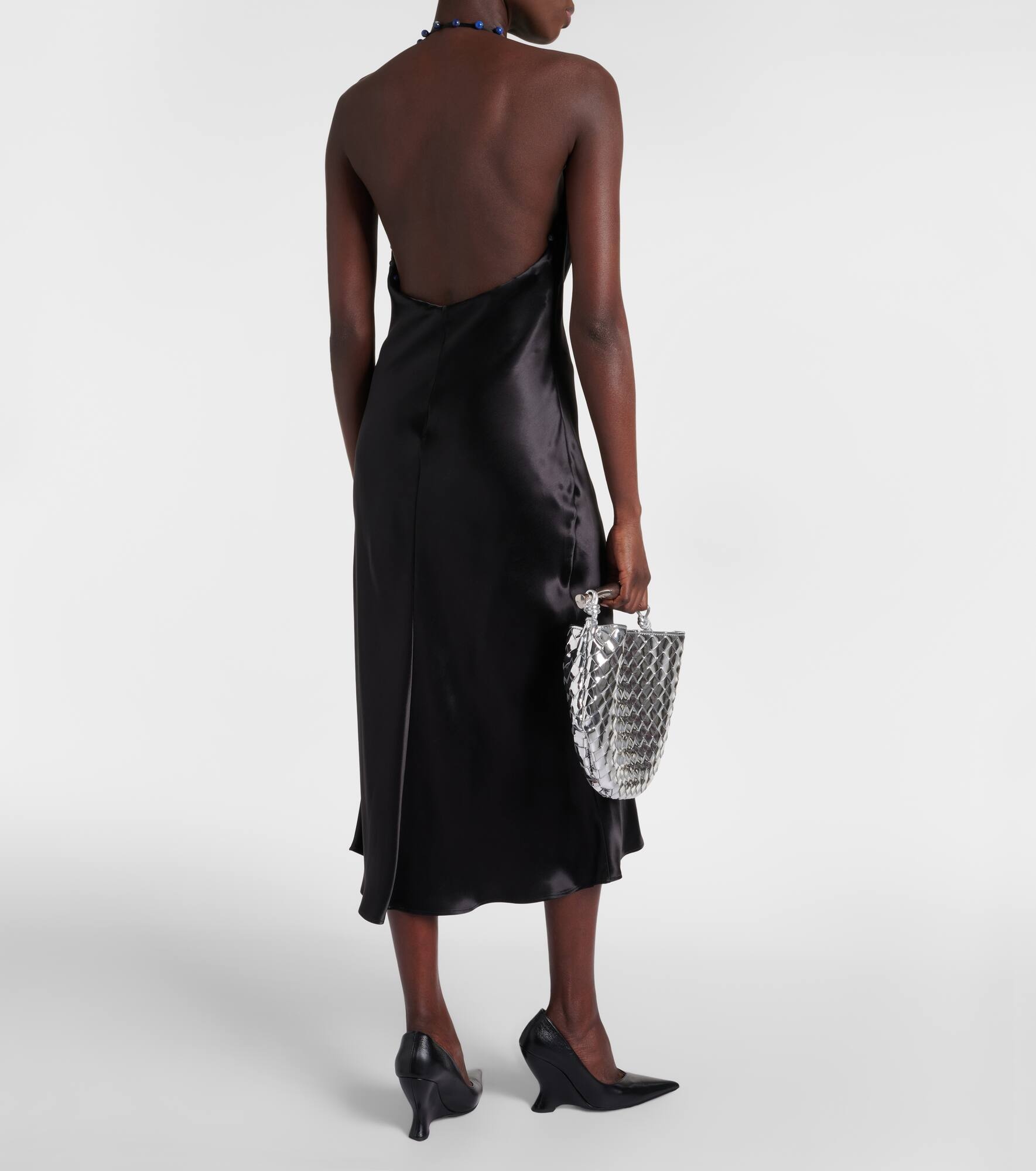 Beaded satin midi dress - 3