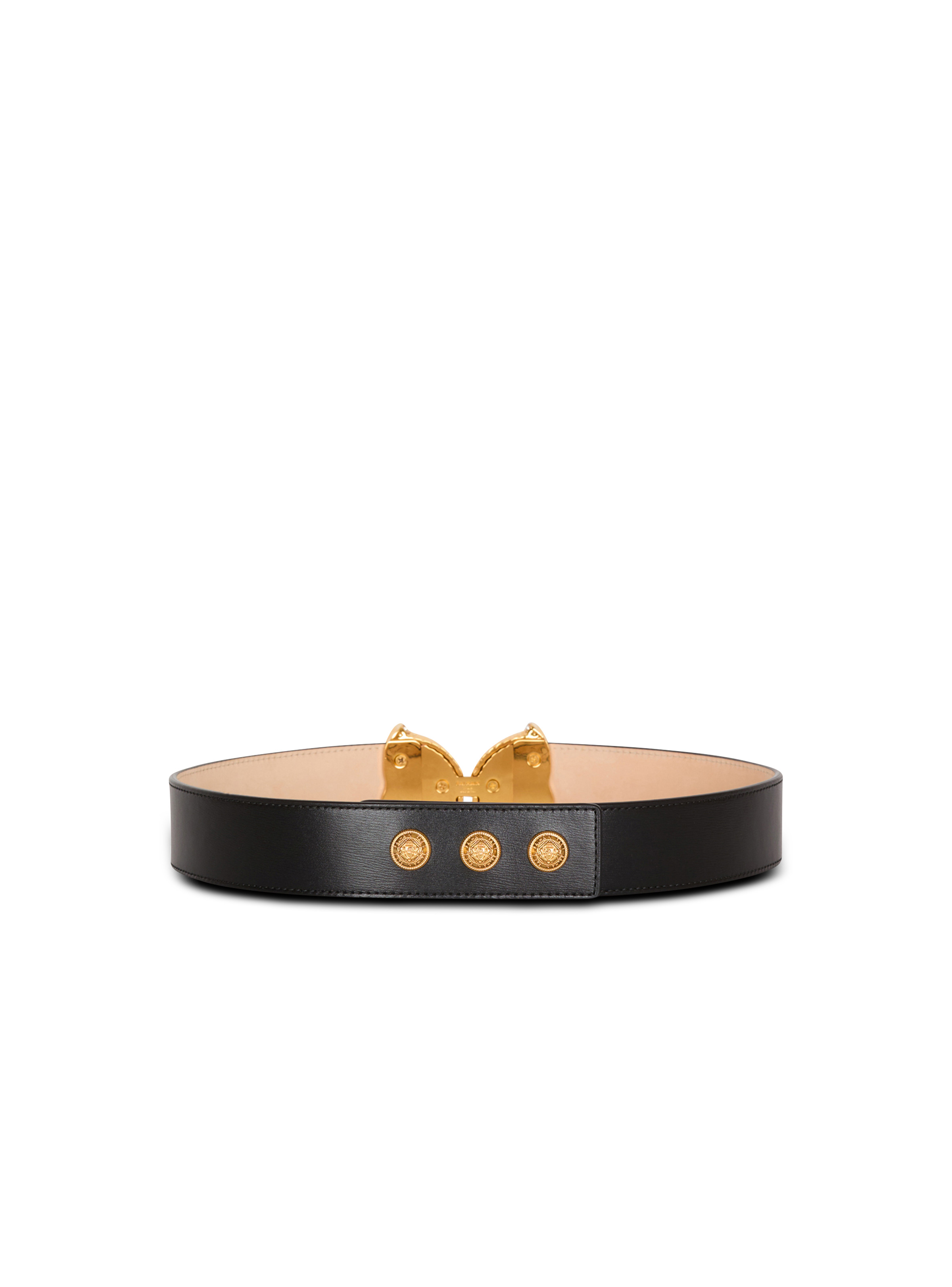 Leather belt with embellished buckle - 3