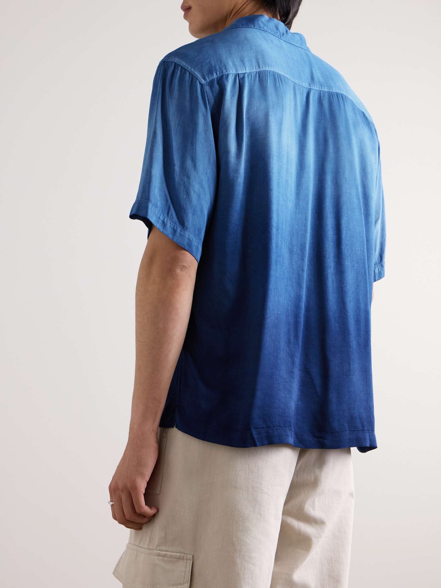 Camp-Collar Indigo-Dyed Woven Shirt - 3
