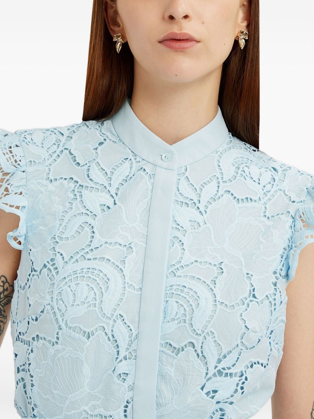 floral-lace sleeveless top - 5