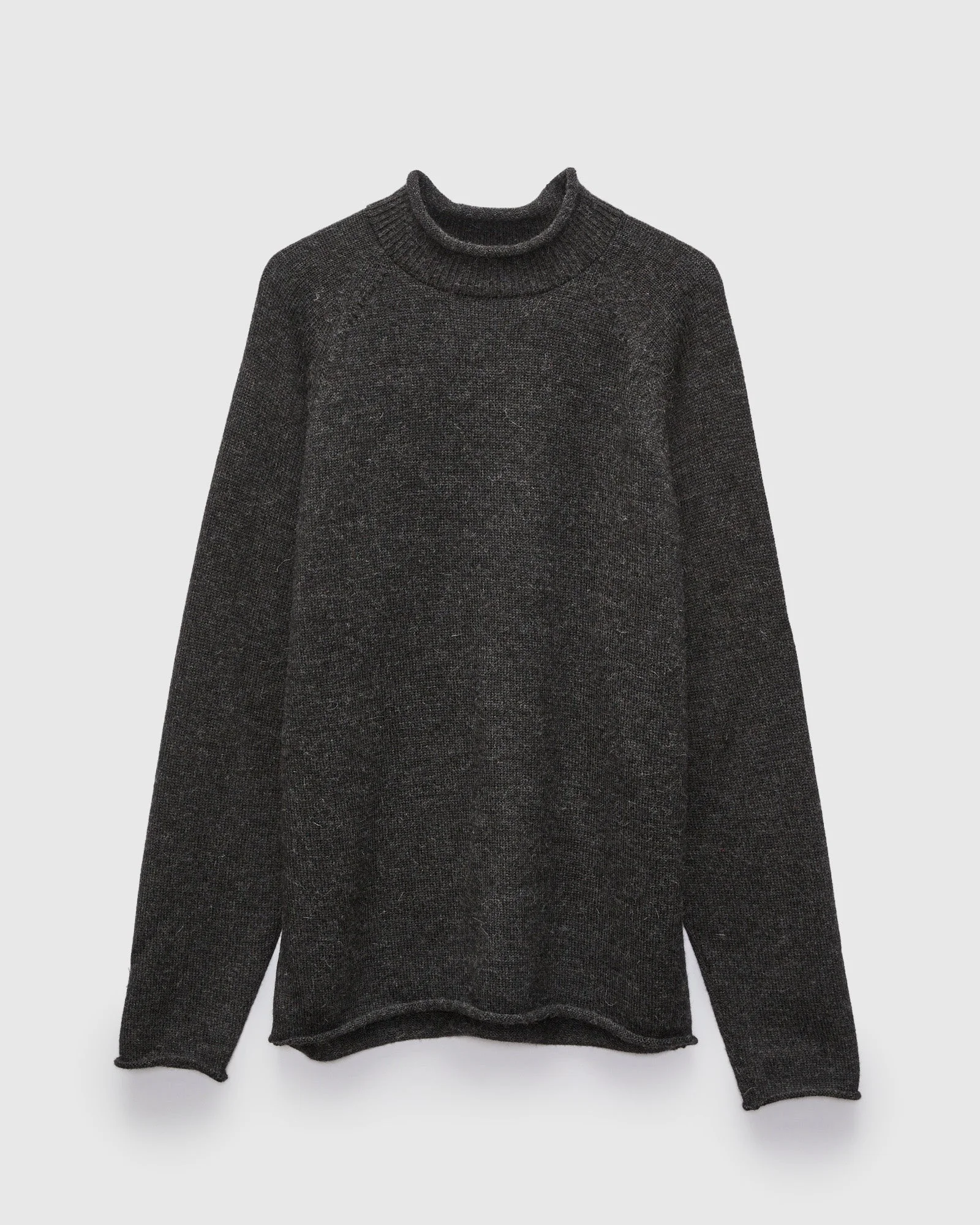 Roll Neck Sweater in Charcoal Baby Alpaca - 1