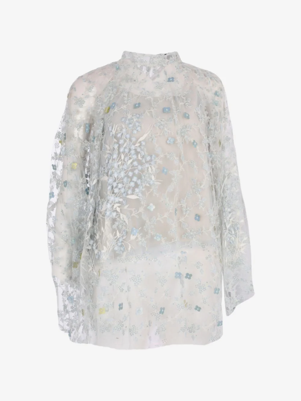 Sehati beaded embroidered light-blue blouse - 1
