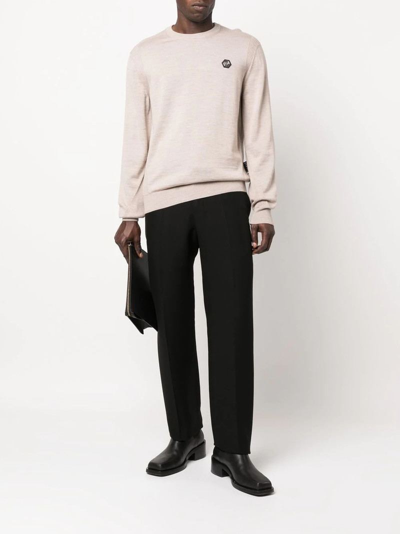 PHILIPP PLEIN logo patch merino wool jumper outlook