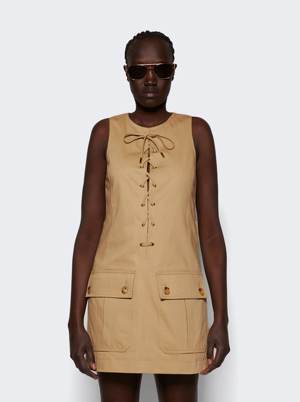 Lace Up Mini Dress Argil Brown - 2