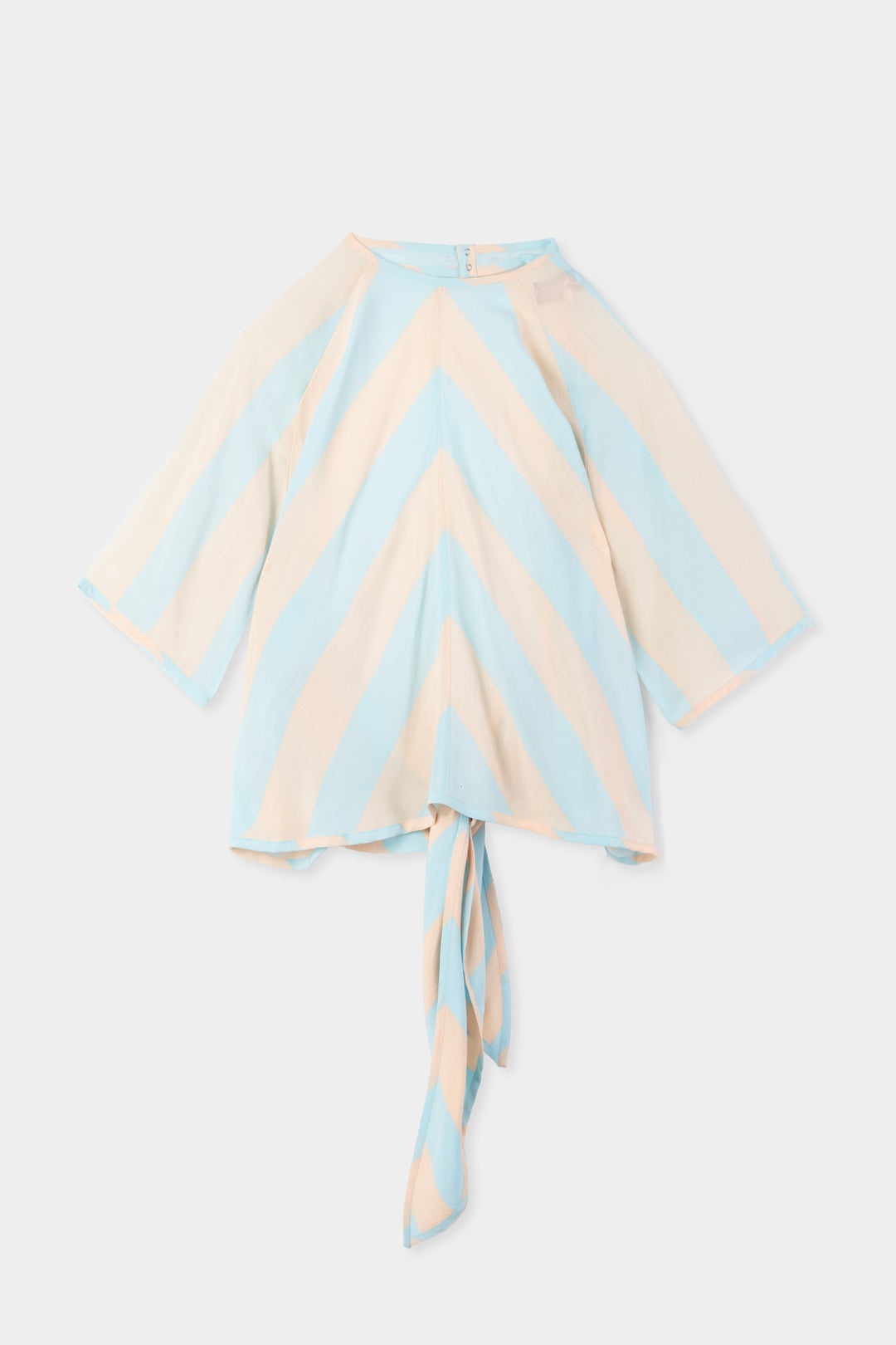 BACK WRAP T-SHIRT / pink & azure stripes - 1