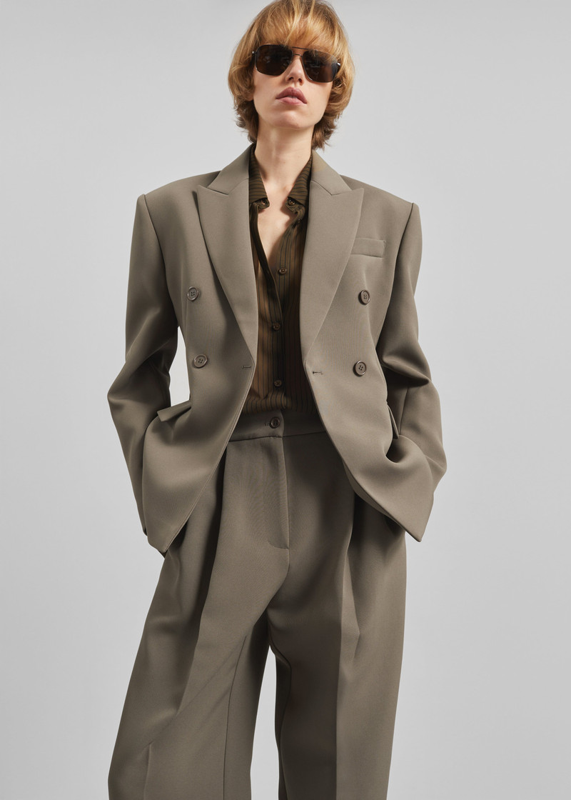The Frankie Shop Doyer Cinched Blazer - Moss Green outlook