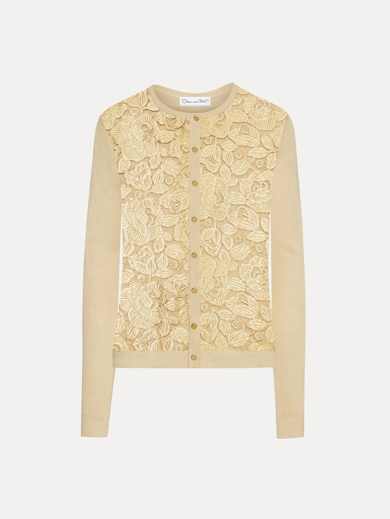 GOLD FOIL ENGLISH ROSE INSET CARDIGAN 1