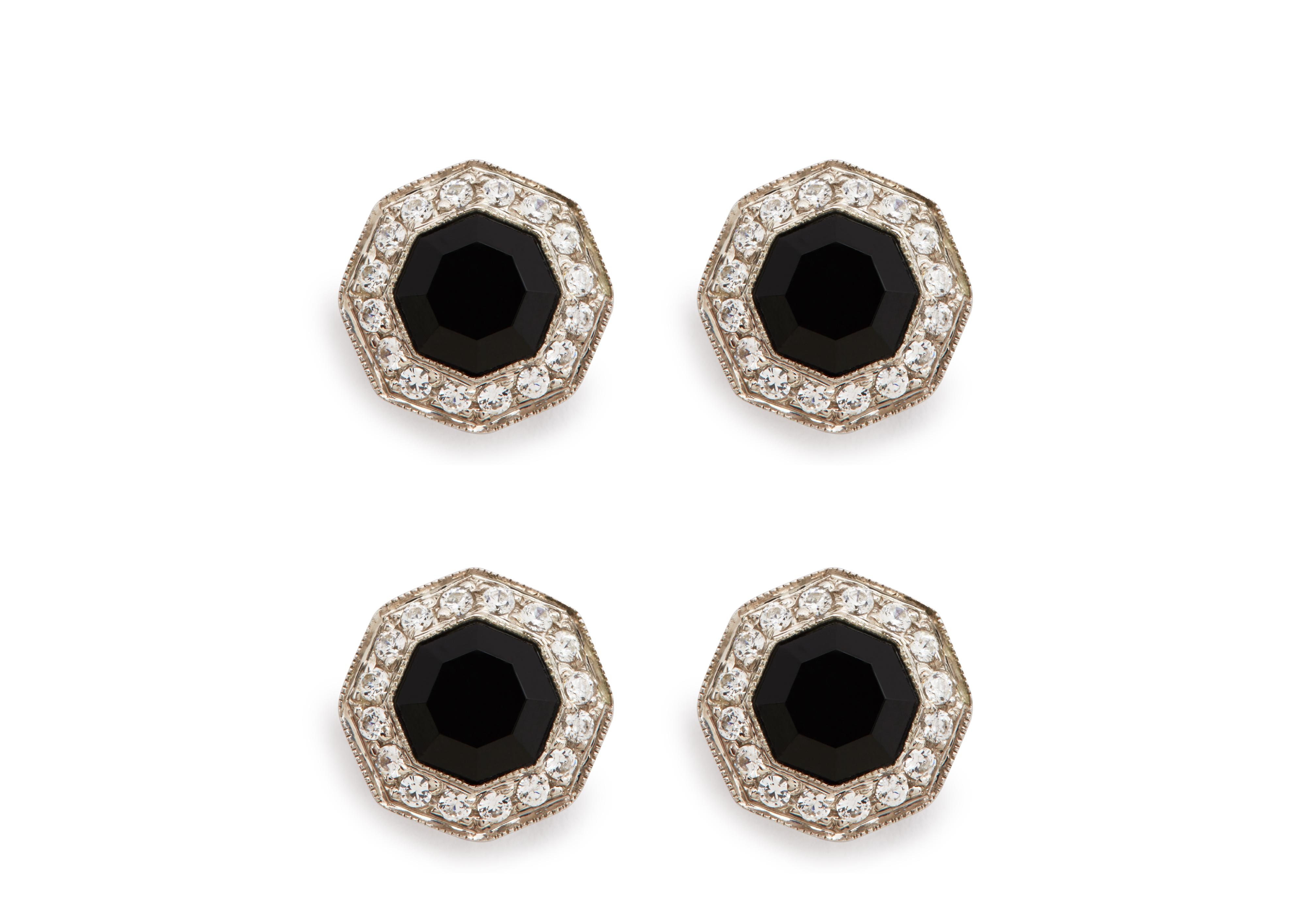 DIAMOND ONYX OCTAGON STUDS - 1