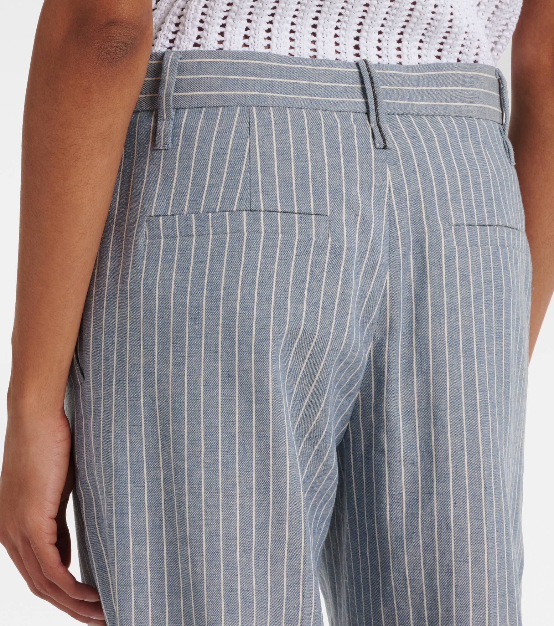Linen and cotton-blend wide-leg pants - 4
