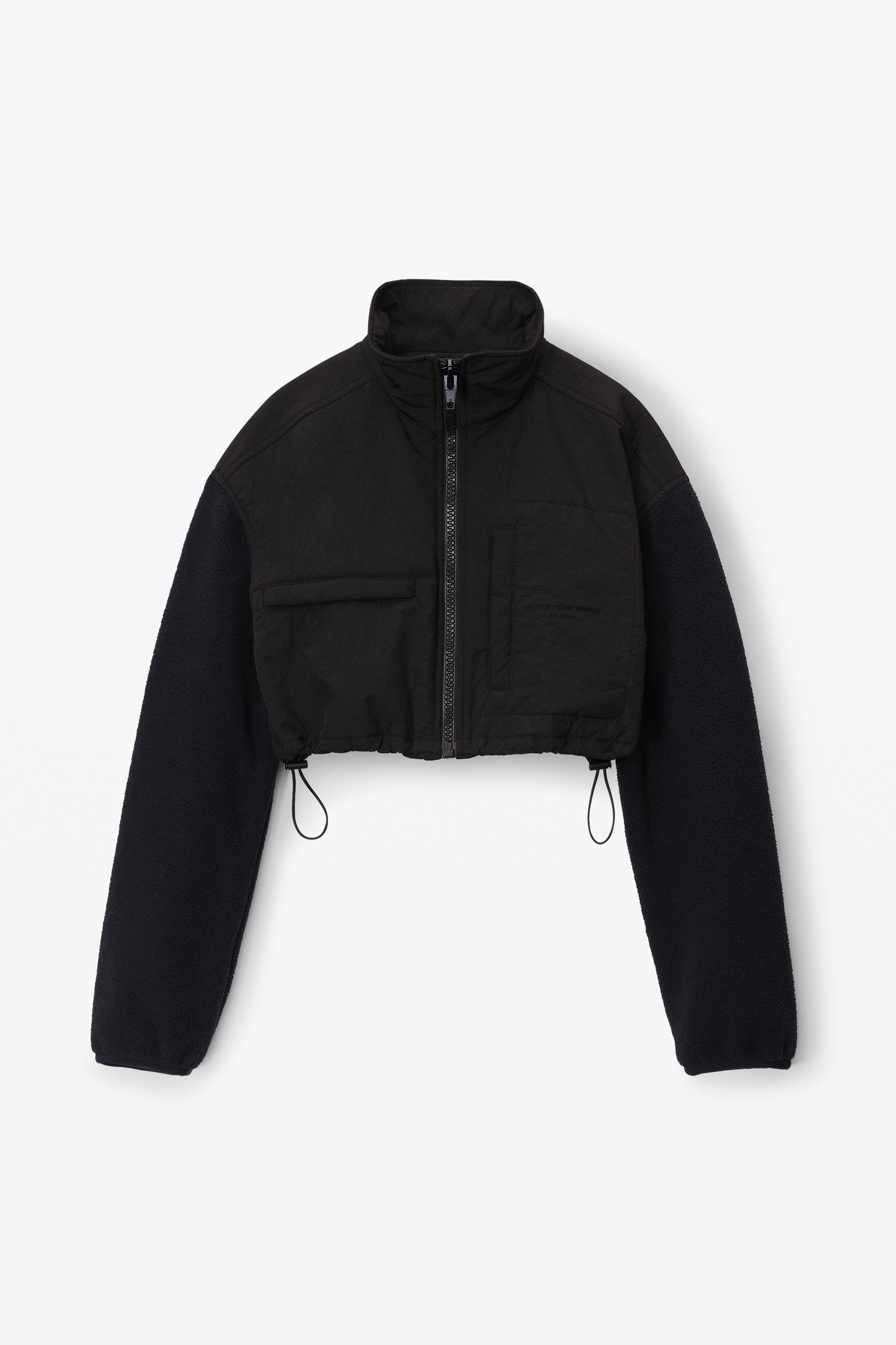 cropped zip-up jacket in teddy fleece - 1
