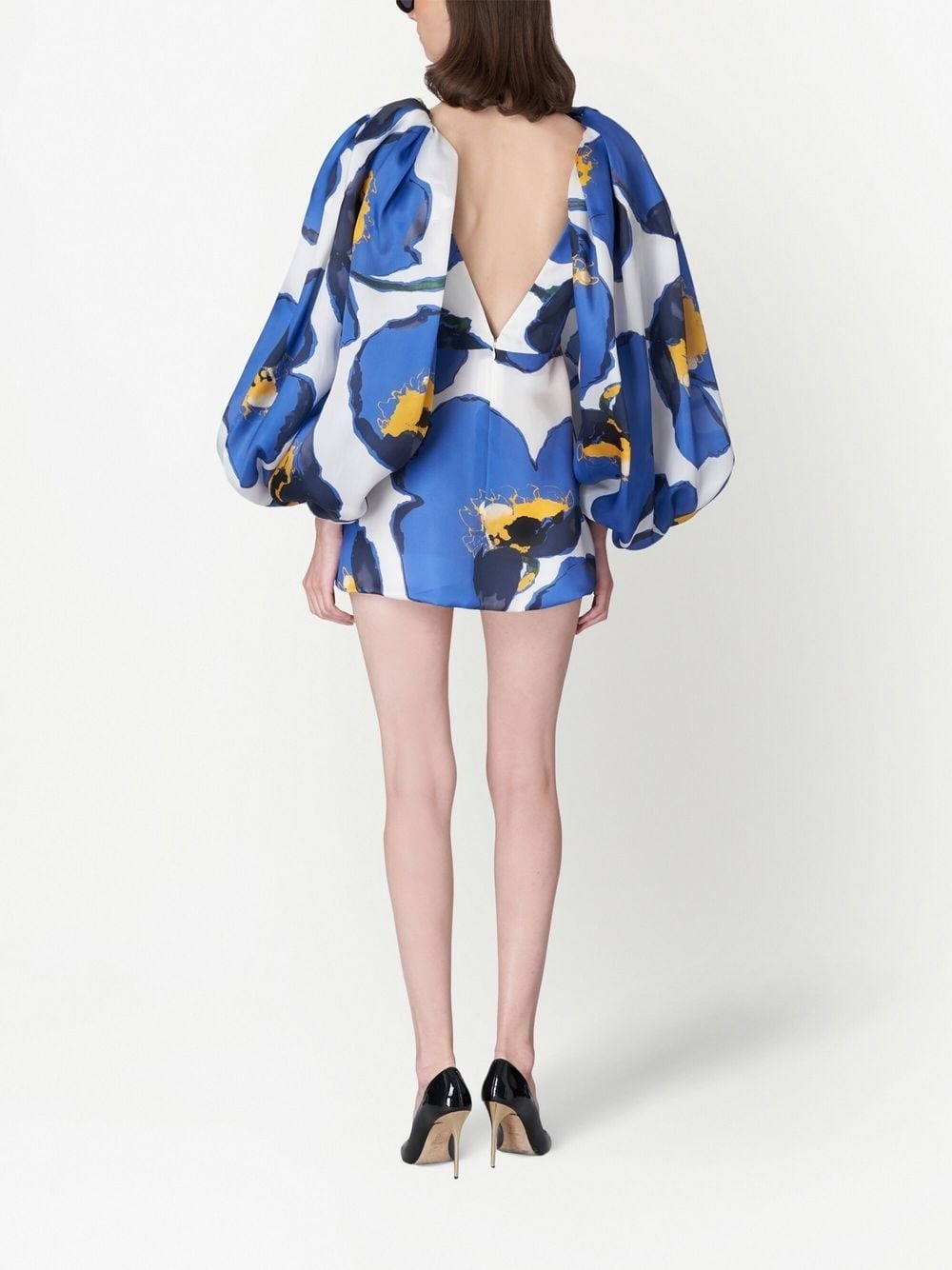floral-print balloon-sleeve minidress - 3