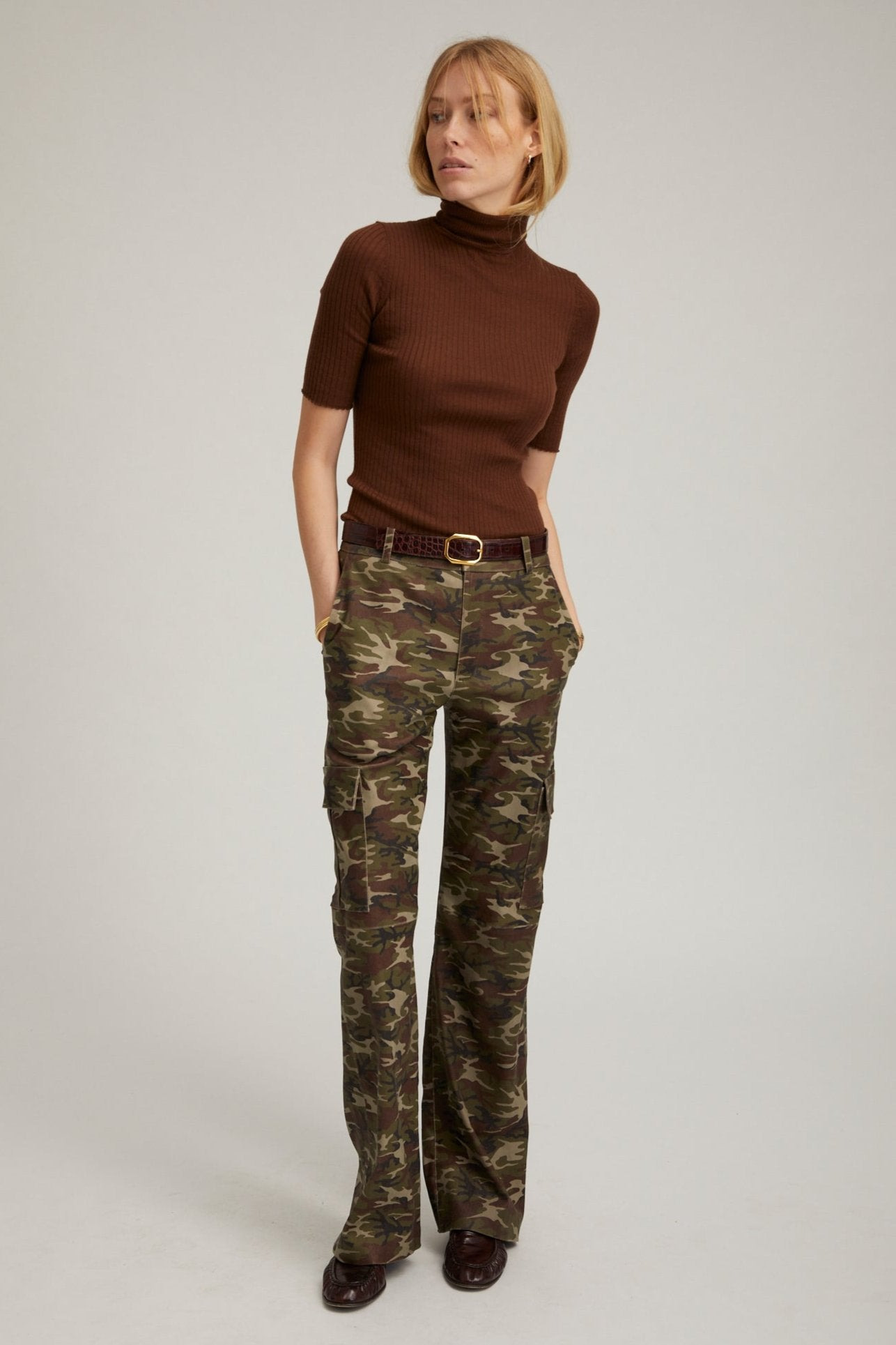 CAMOUFLAGE LEATHER CARGO TROUSERS - 2