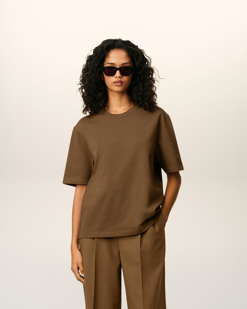 AMI Paris BROWN COTTON AMI DE COEUR T-SHIRT outlook