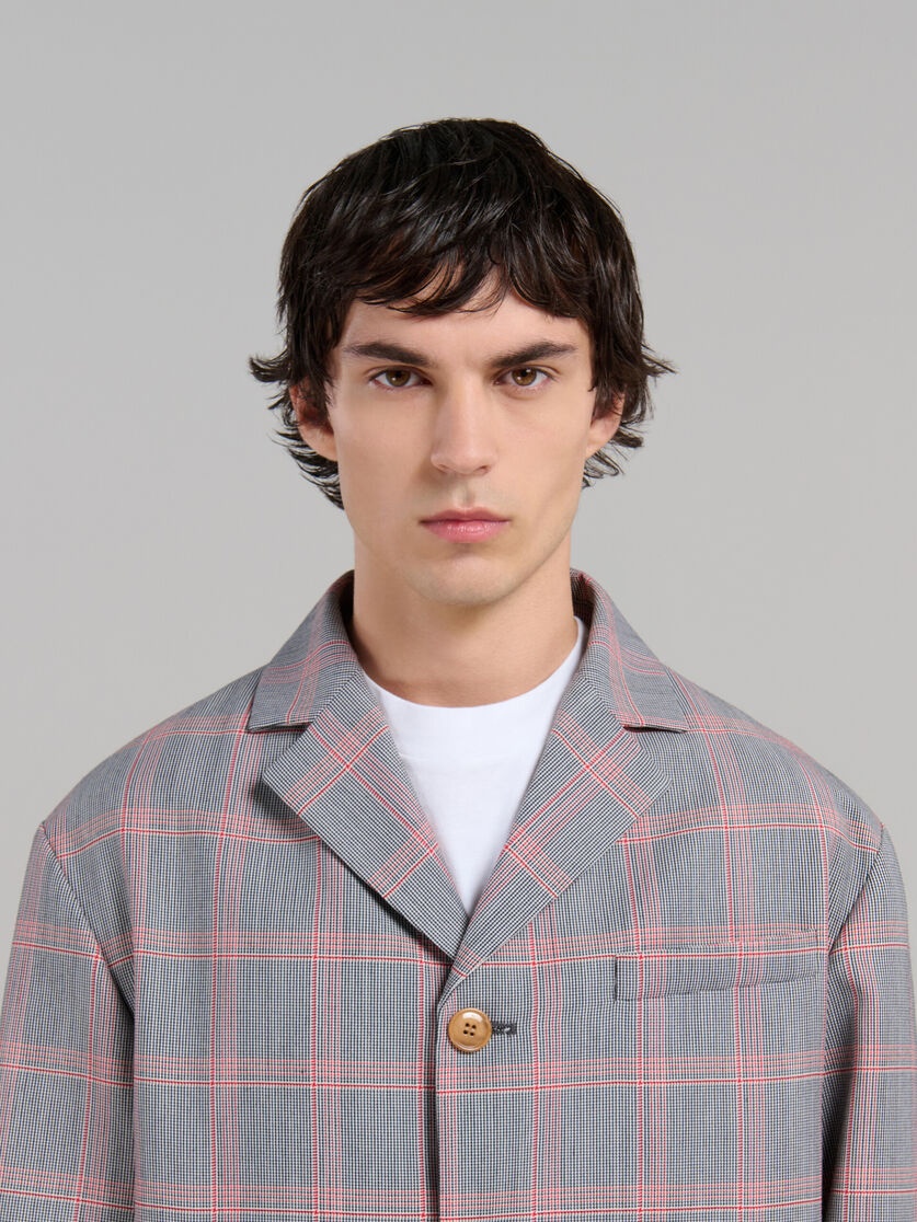 ORANGE CHECKED TECH WOOL BLAZER - 4