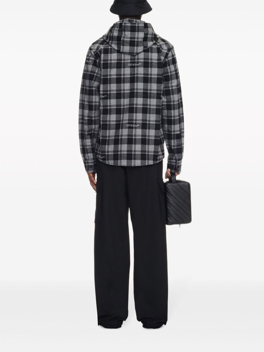 checked hooded shirt - 4
