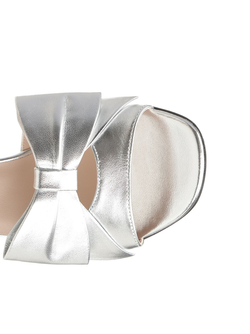 Sandal | Valentino Garavani Bowow | T. 95 | Nappa Laminata/Antique Brass Logo Sandals Silver - 4