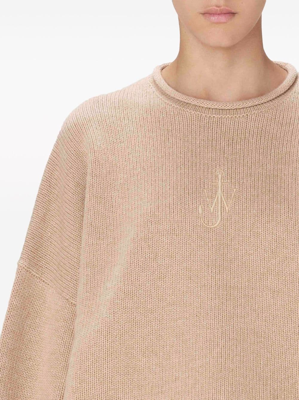 logo-embroidered cropped jumper - 5