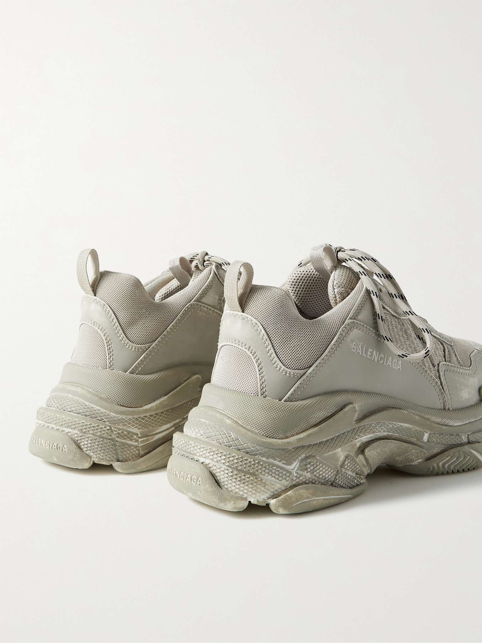 Triple S Mesh and Distressed Leather Sneakers - 5