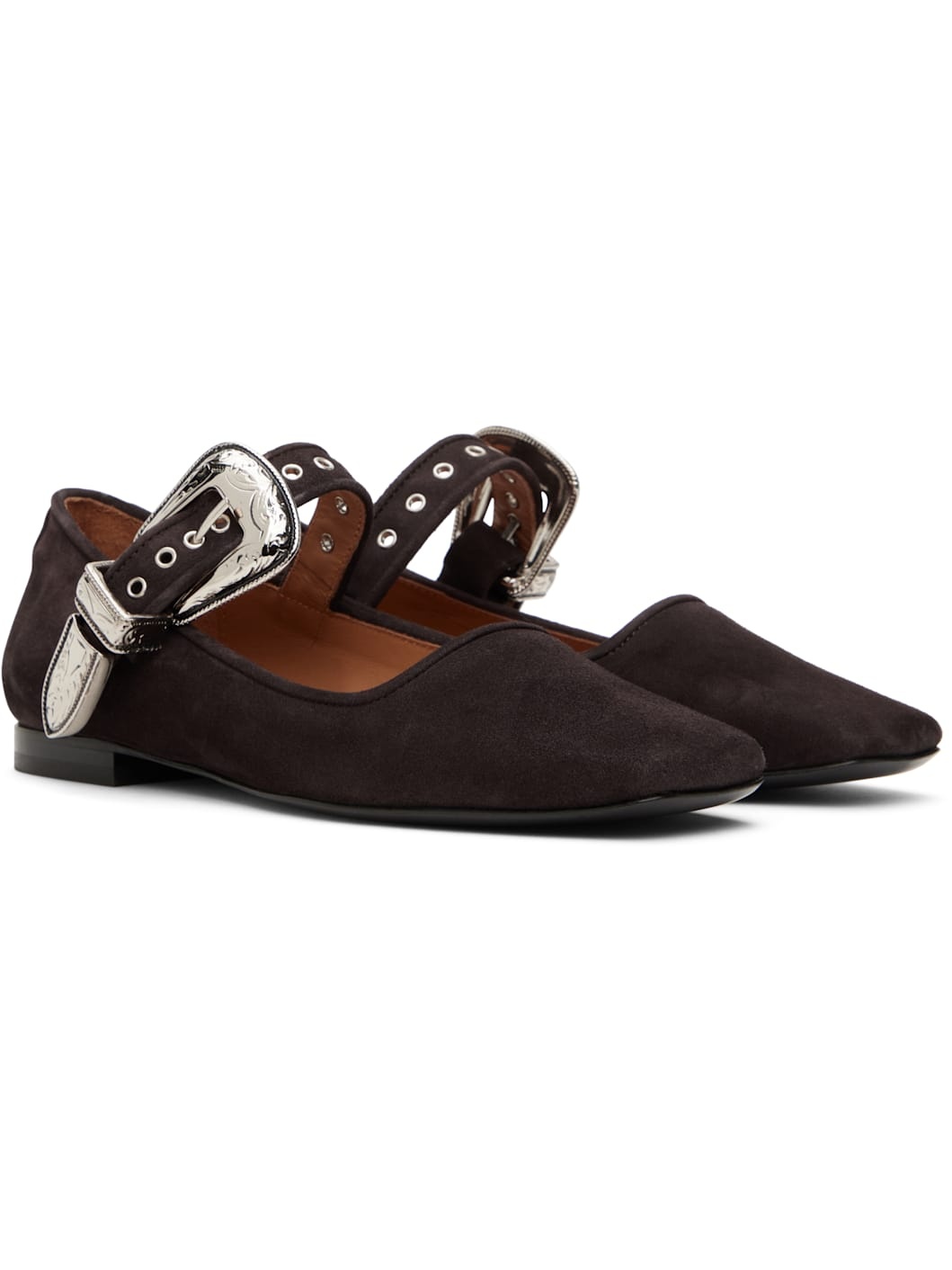 SSENSE Exclusive Brown Mary Jane Buckle Ballerina Flats - 4