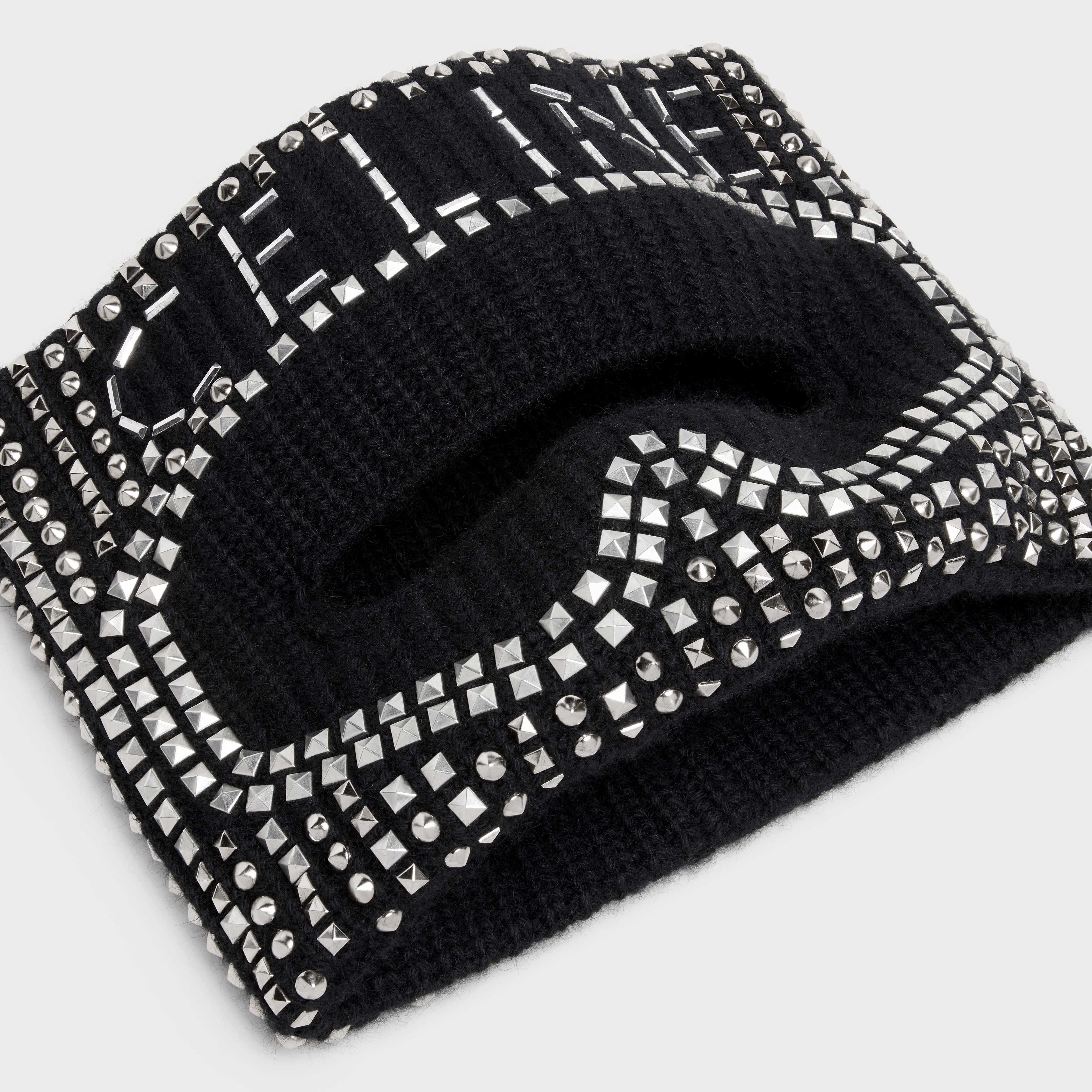 CELINE EMBROIDERED WOOL MASK WITH STUDS - 5