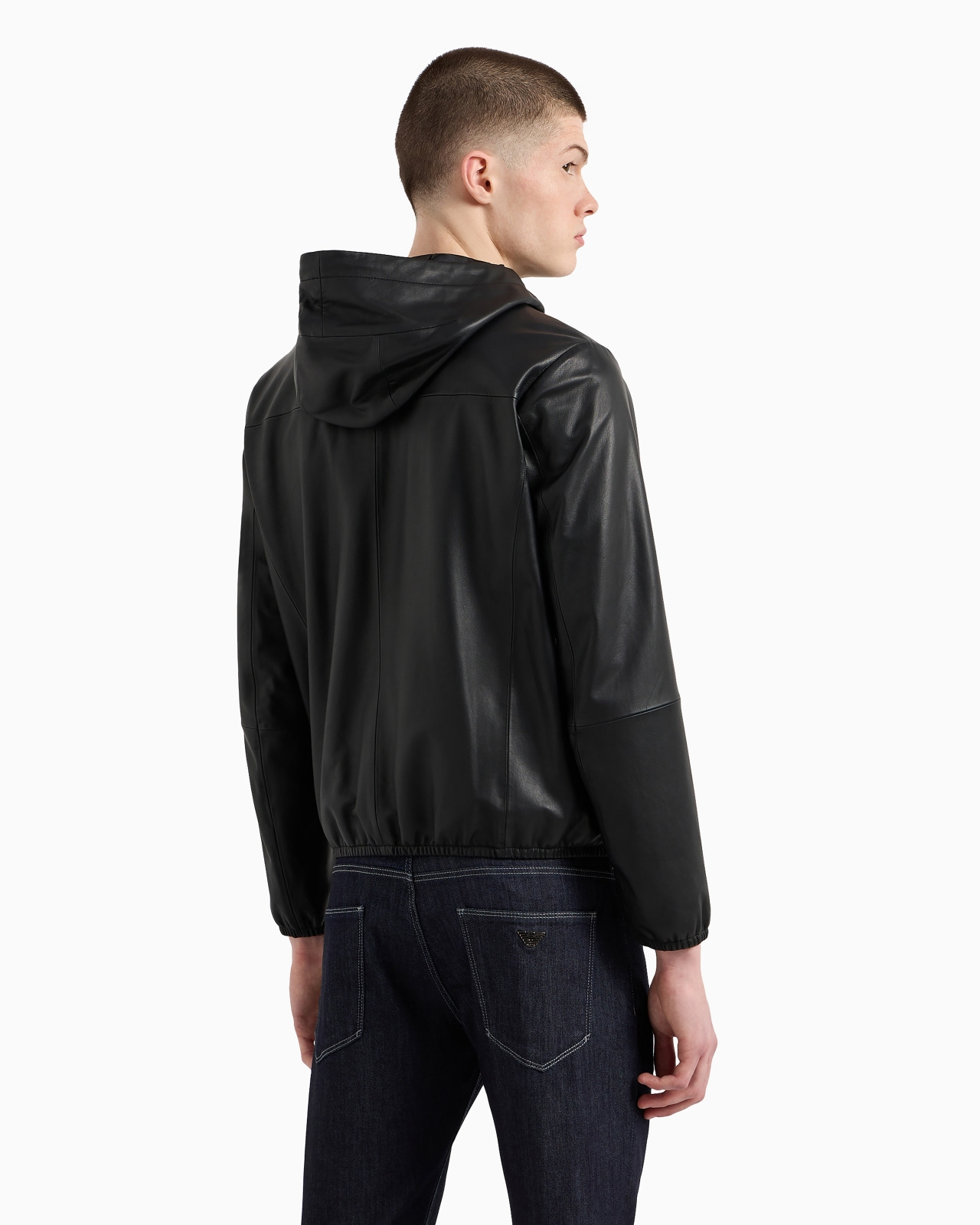 Hooded, semi-aniline nappa lambskin blouson with full-length zip - 3