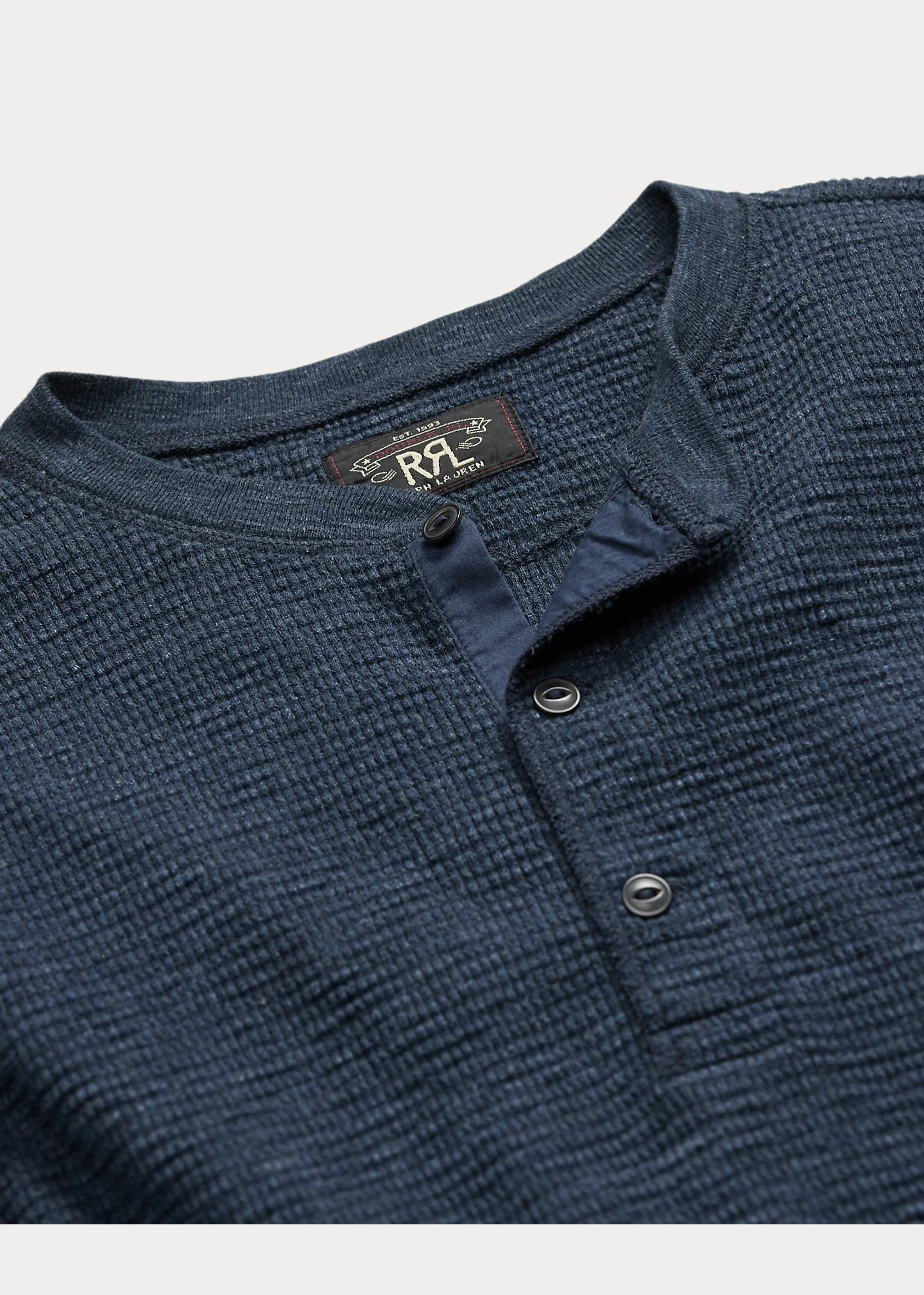 Garment-Dyed Waffle-Knit Henley Shirt - 3