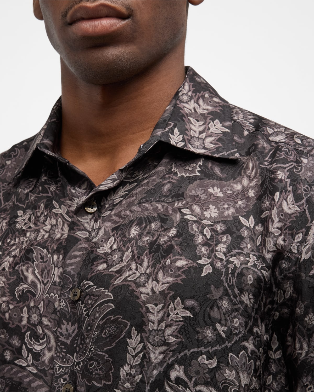 Men's Printed Silk Dress Shirt - 7