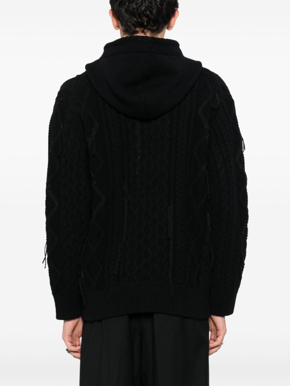 cable-knit drawstring hoodie - 4