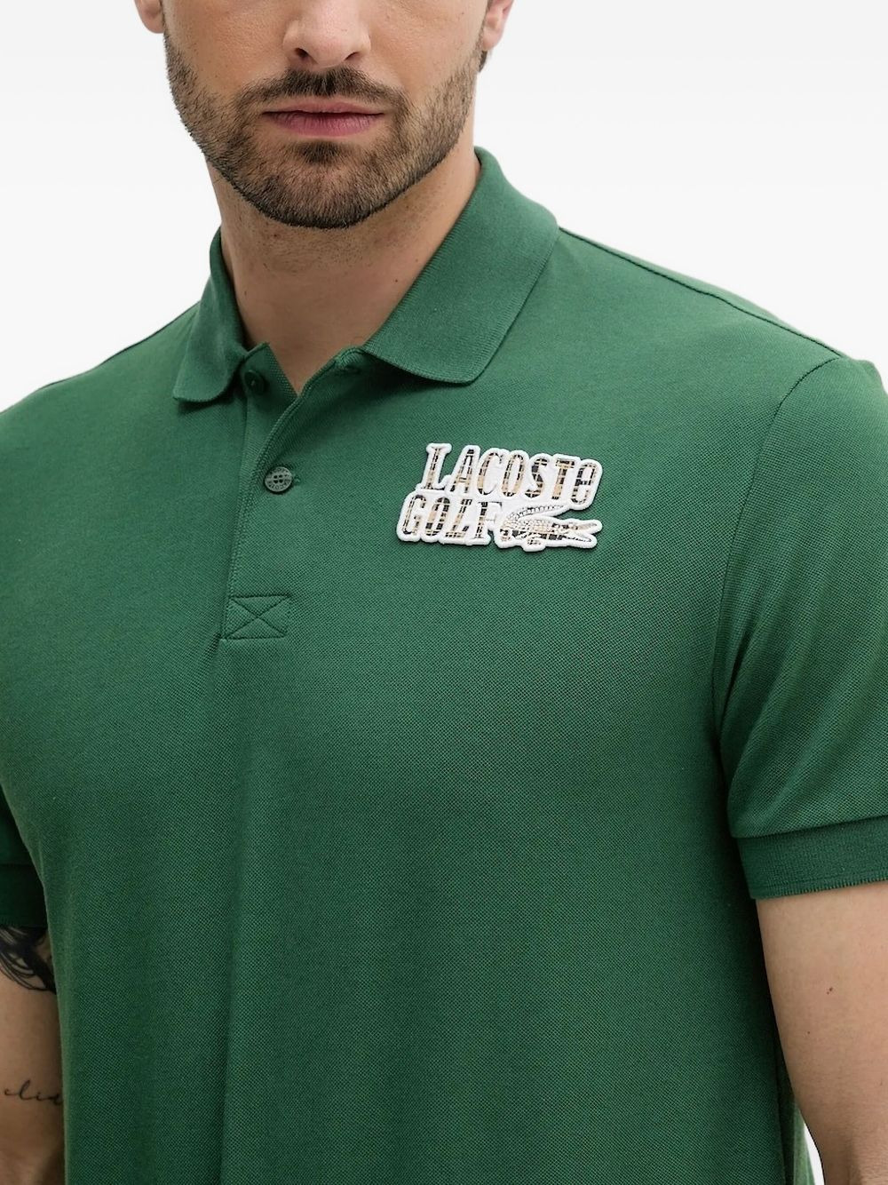 crocodile-patch short-sleeved polo shirt - 3