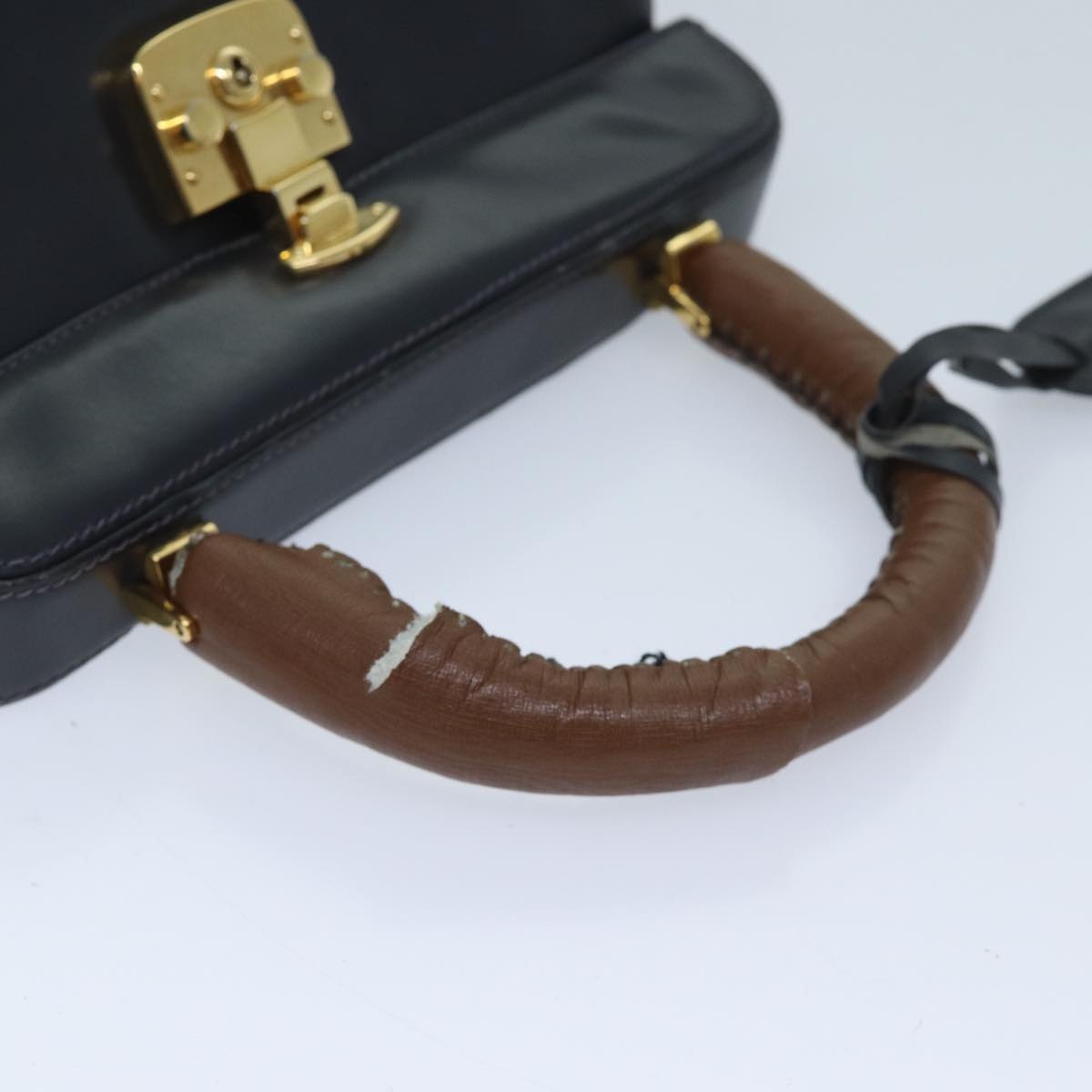 GUCCI Ready Lock Hand Bag Leather Navy 000 406 000 406 - 8