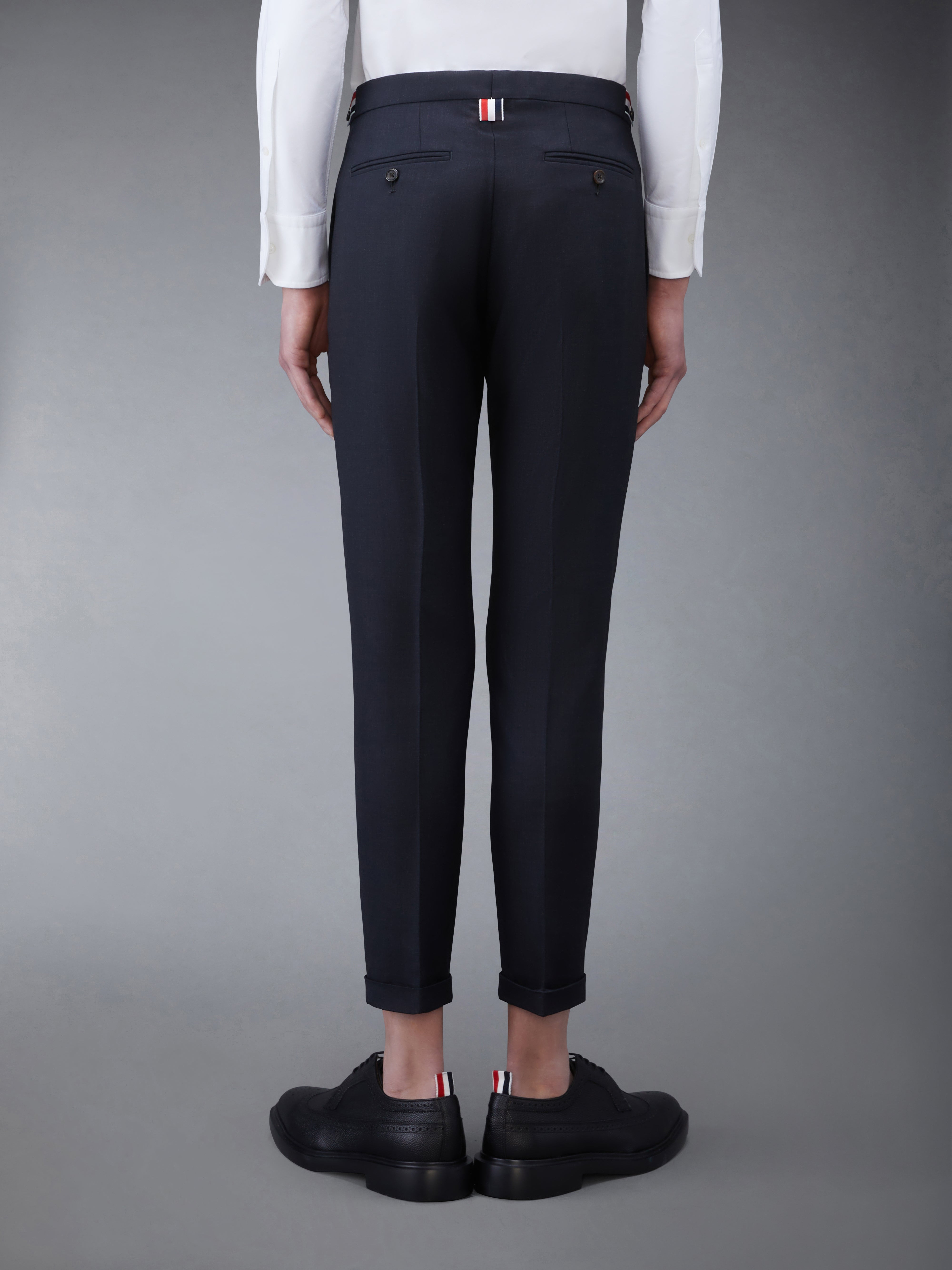 CHARCOAL GREY SUPER 120S TWILL HIGH ARMHOLE SUIT WITH TIE AND LOW RISE SKINNY TROUSER - 7