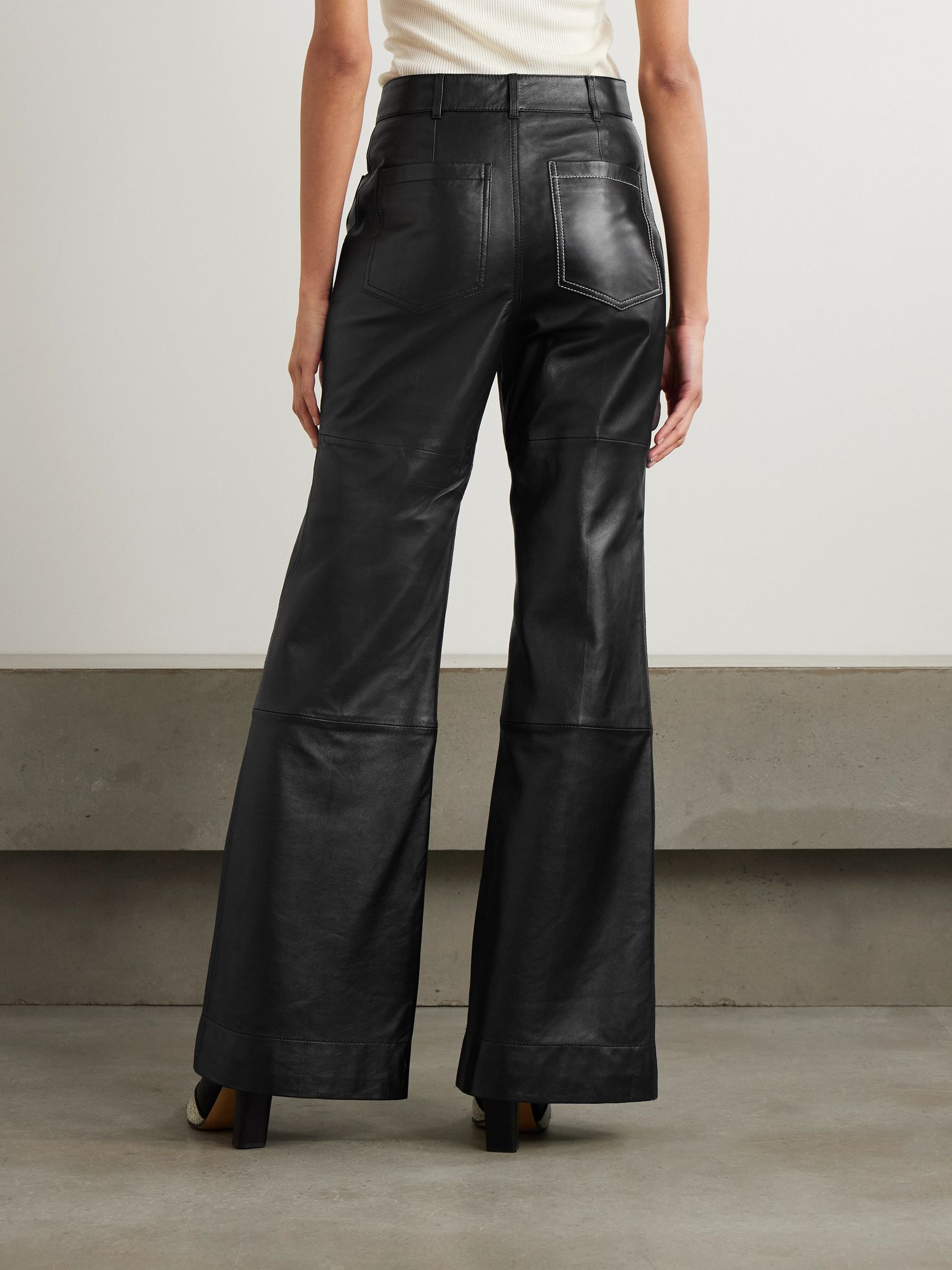 Alina leather flared pants Black - 4