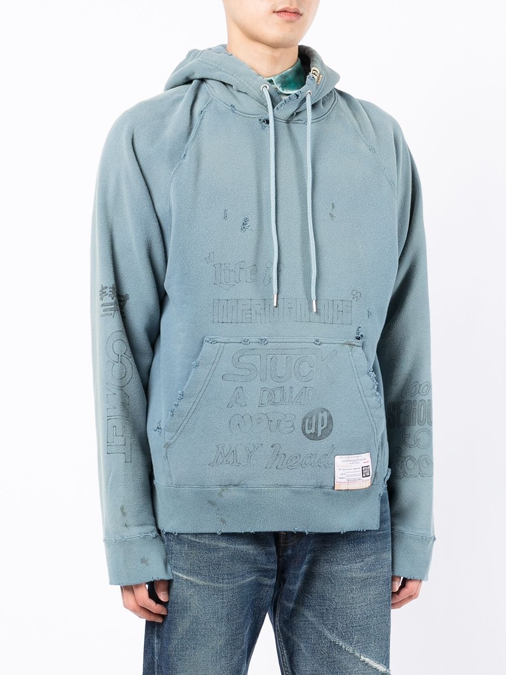 distressed-detail hoodie - 3