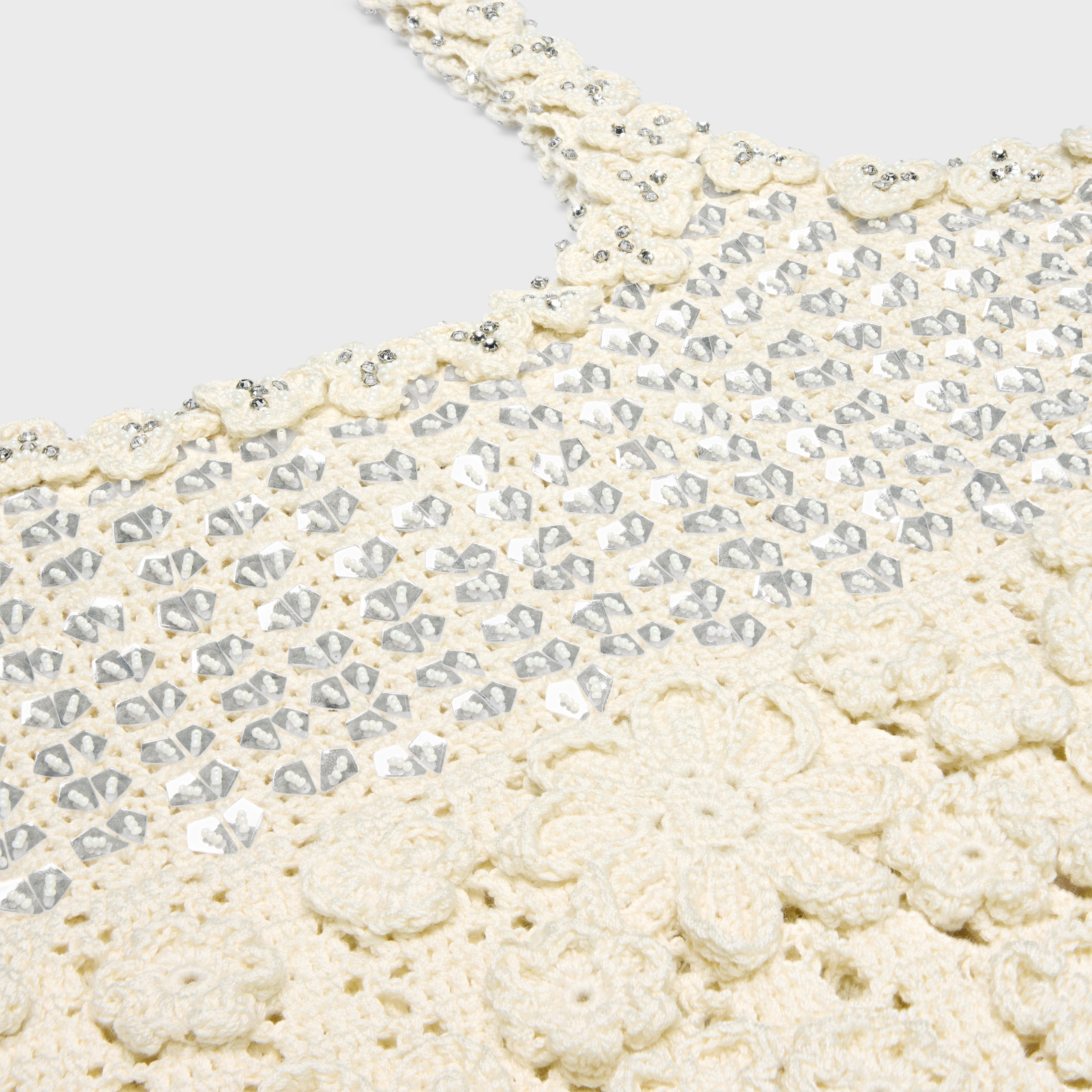 embroidered crop top in crocheted cotton - 3