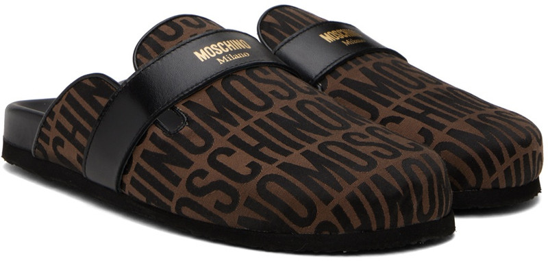 Black & Brown Logo Slippers 4