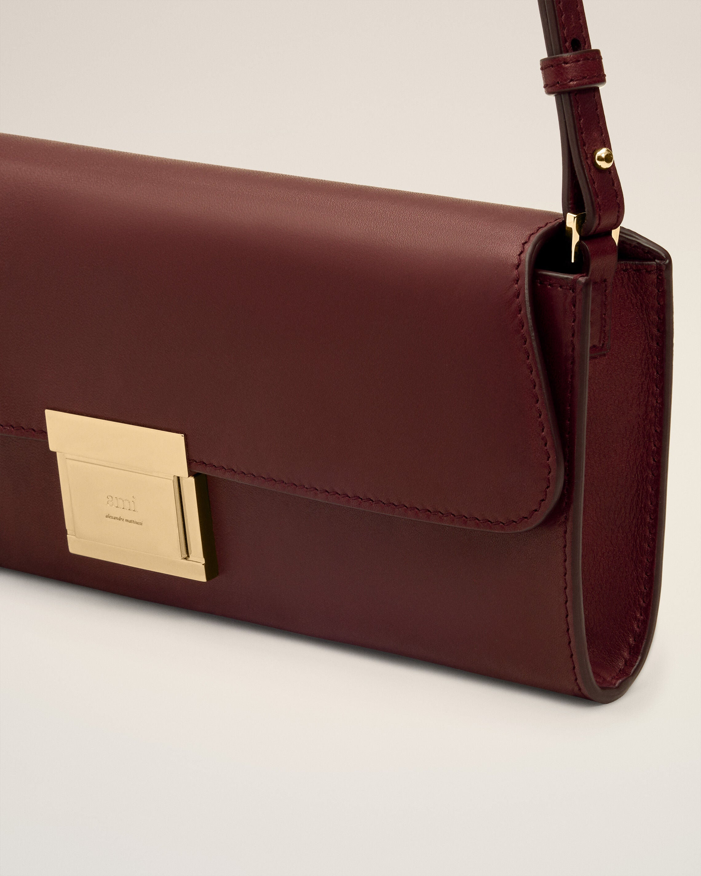 BURGUNDY SMOOTH LEATHER MIMI POUCH - 5