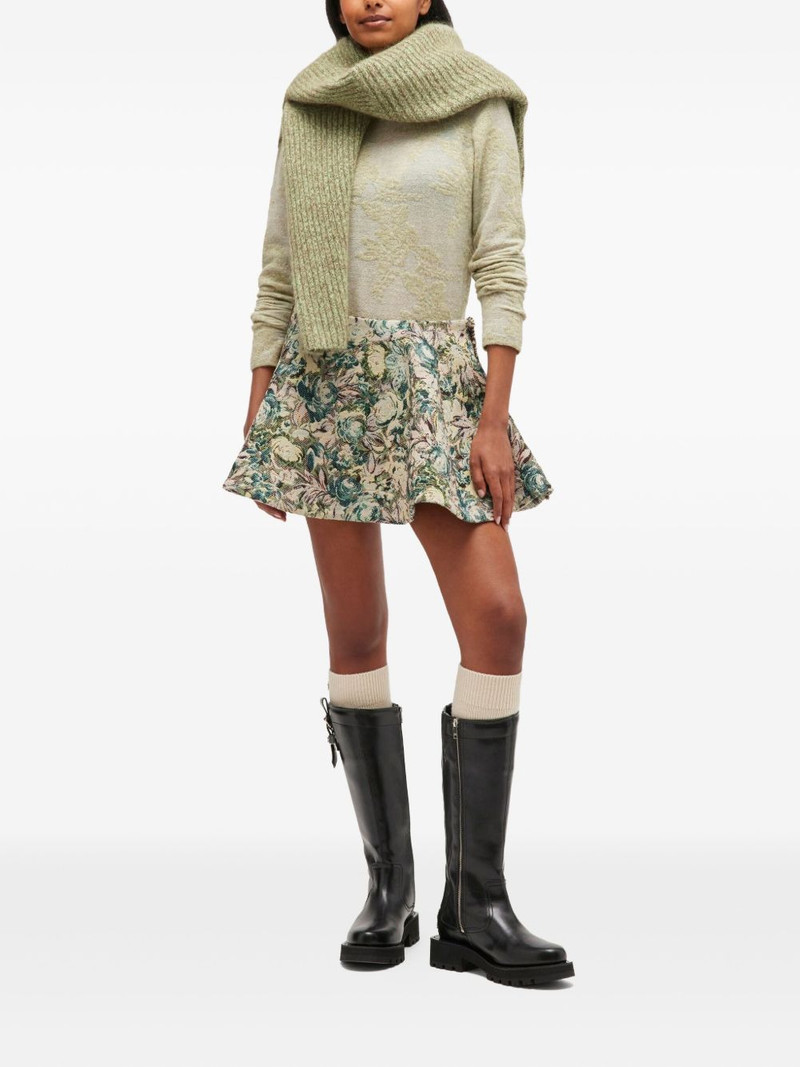 GANNI floral-jacquard flared mini skirt outlook