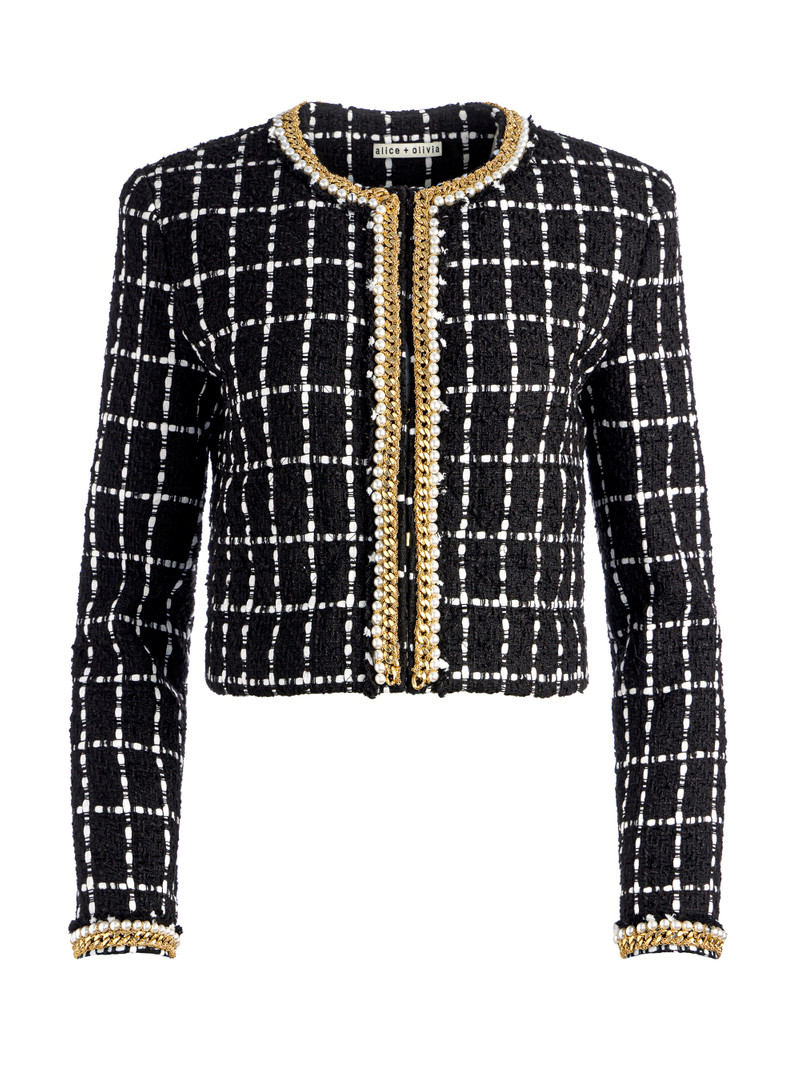SABINA CHAIN TRIM TWEED JACKET 1