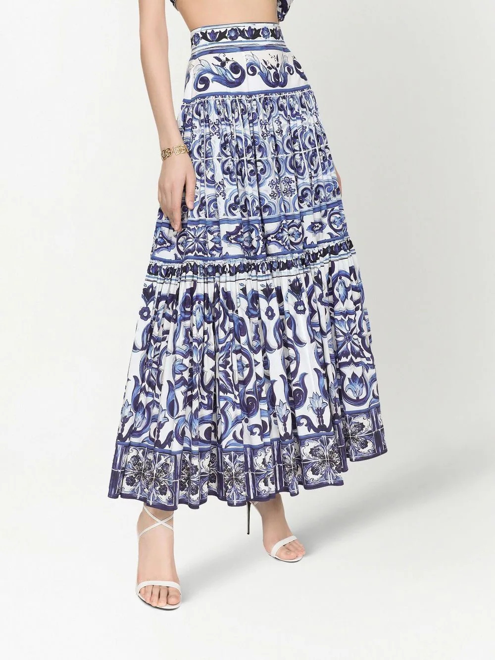 Majolica-print A-line maxi skirt - 5