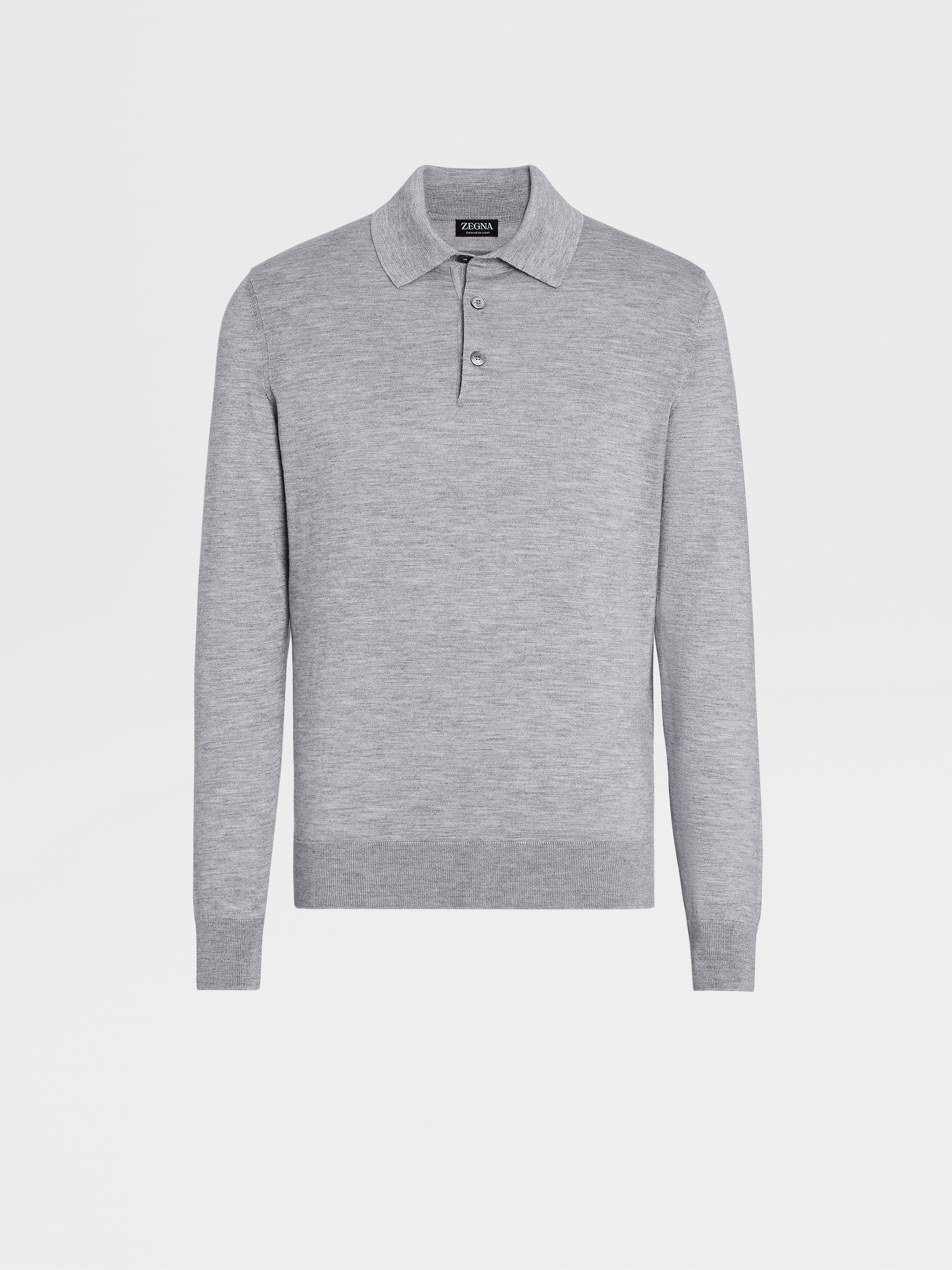 GREY MÉLANGE CASHSETA POLO SHIRT - 1