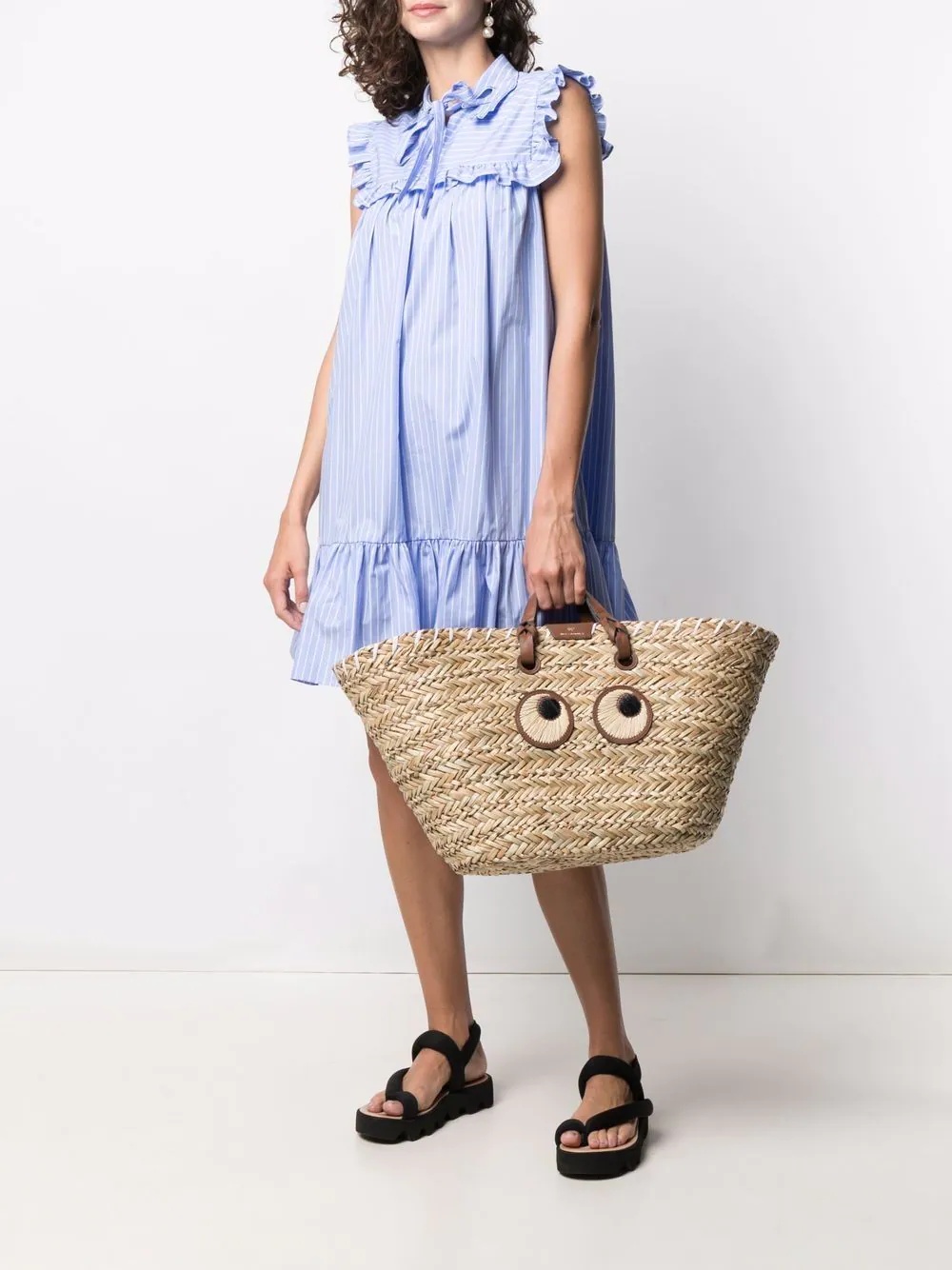 Eyes straw tote bag - 3
