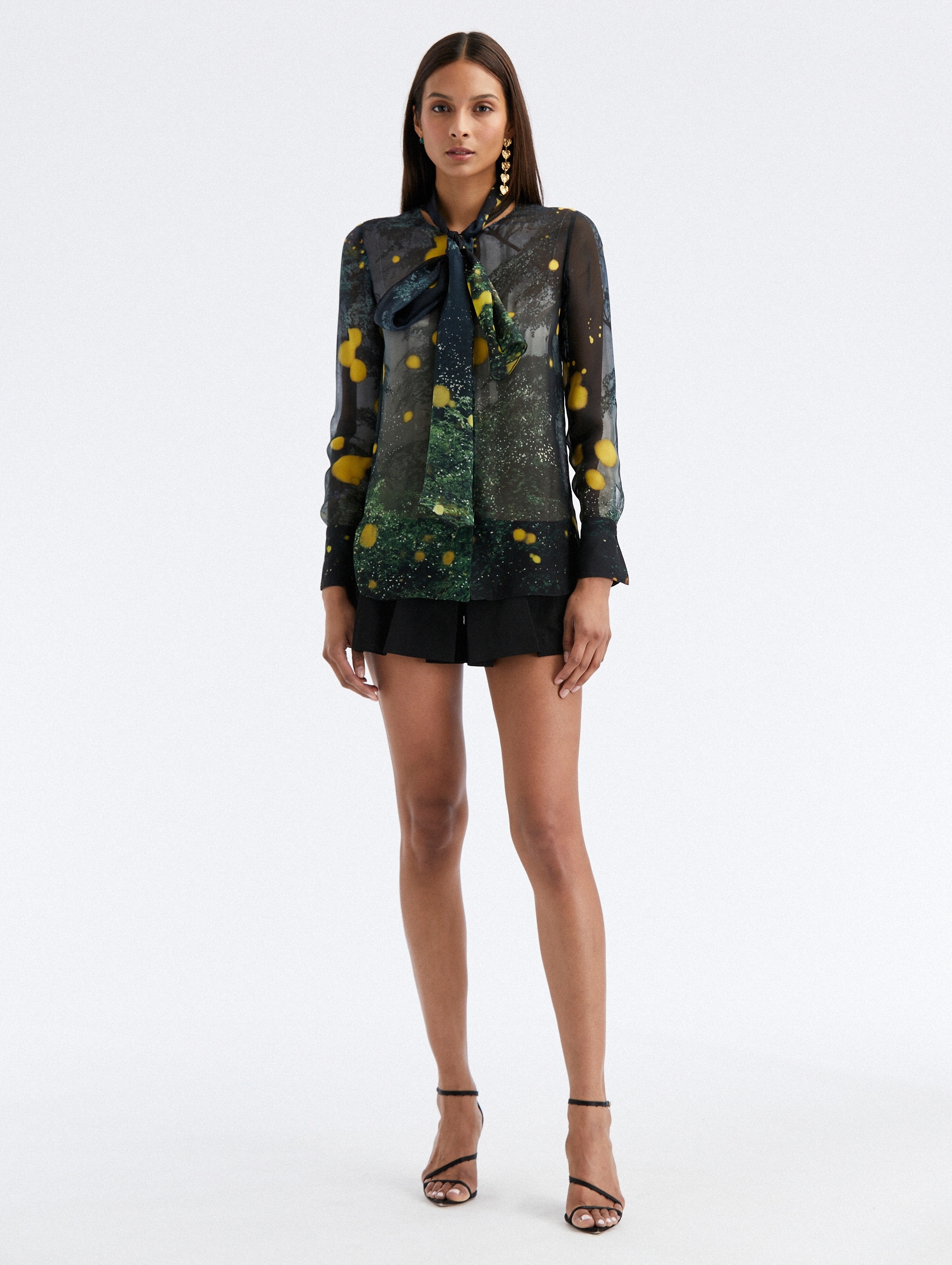 FIREFLY TIE-NECK CHIFFON BLOUSE - 2